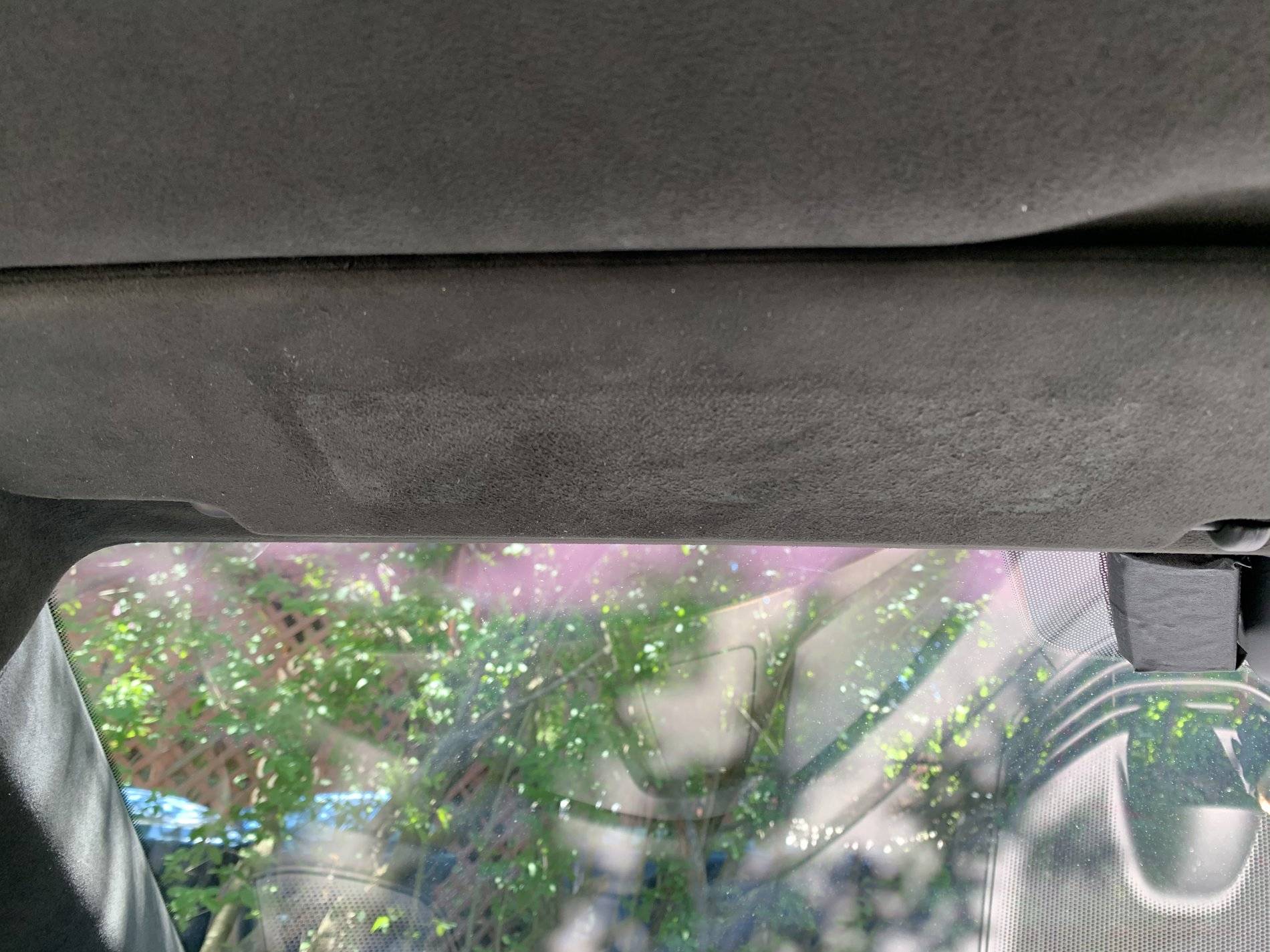 Porsche Taycan Sun Visor Safety Airbag Decal Removal 80A0C7D8-07D7-4628-B2BA-A2EE3AABC9E1