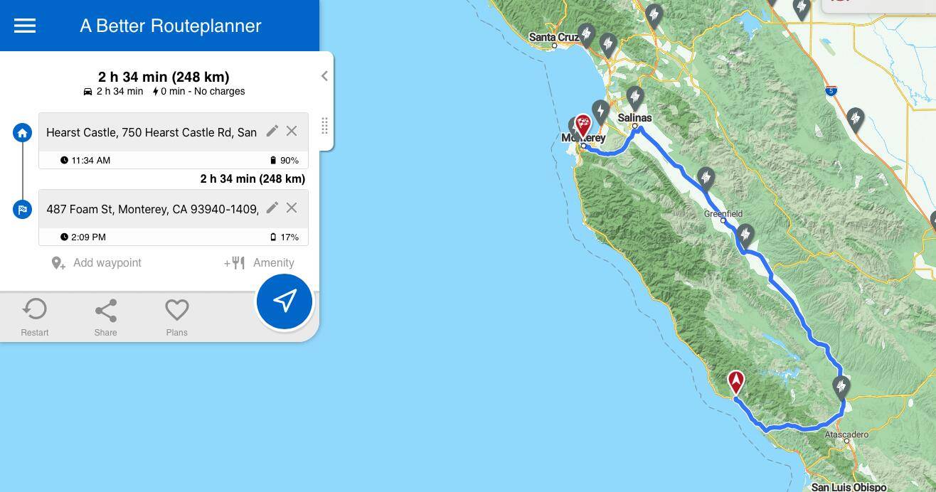 Porsche Taycan San Diego to Monterey 8/7-9 Screen Shot 2022-07-27 at 11.34.58 AM
