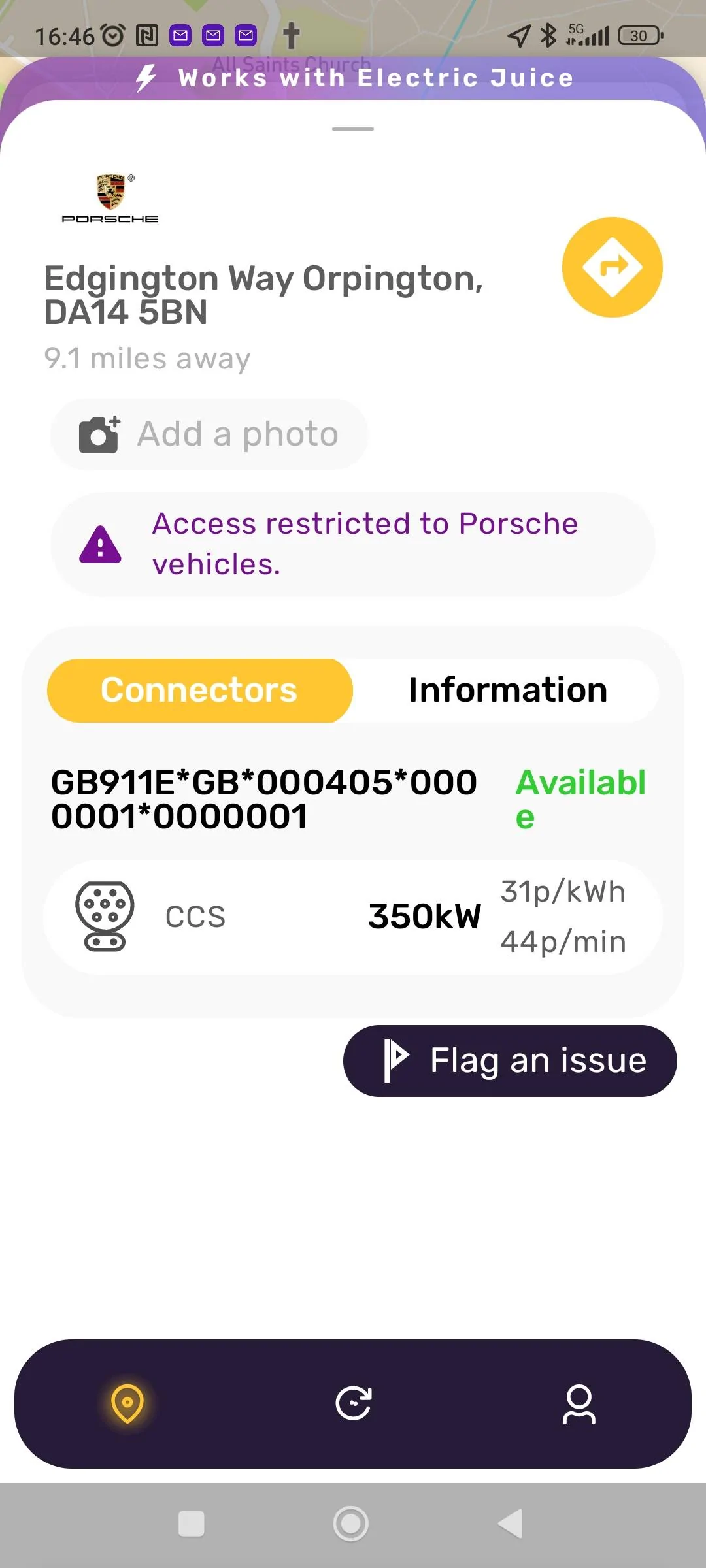 Porsche Taycan Porsche charging card question. Screenshot_2022-08-03-16-46-28-462_energy.octopus.electricjuice.android