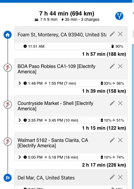 Porsche Taycan San Diego to Monterey 8/7-9 Screen Shot 2022-08-04 at 11.51.17 AM