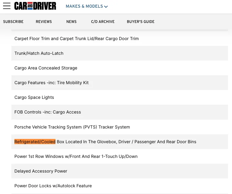 Porsche Taycan Refrigerated/cooled glove box? Screen Shot 2022-08-30 at 14.24.53