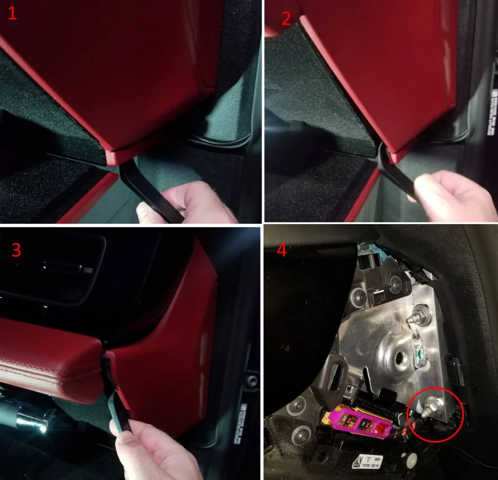Porsche Taycan Blackvue DR900X dashcam+ battery B124X installation remove-side-panel