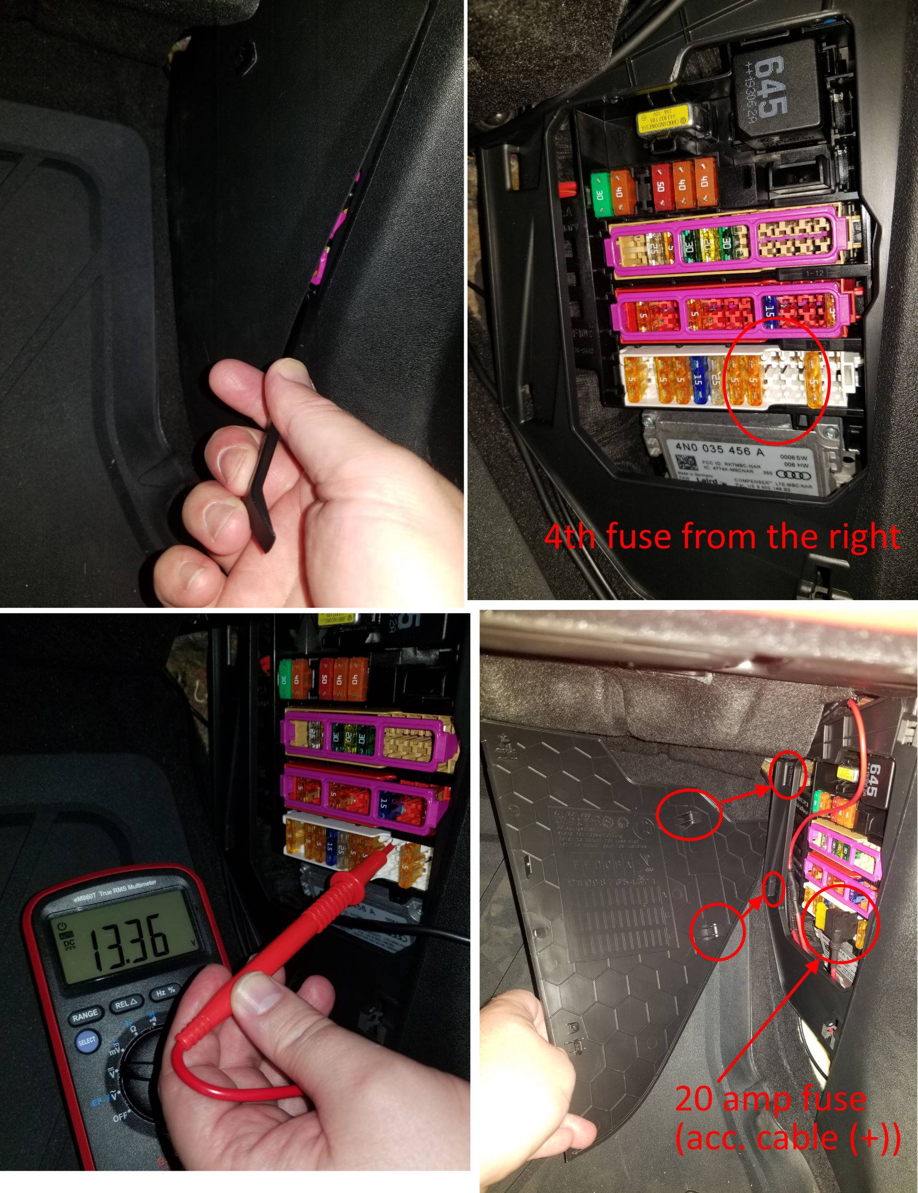 Porsche Taycan Blackvue DR900X dashcam+ battery B124X installation install-bottom-fuse