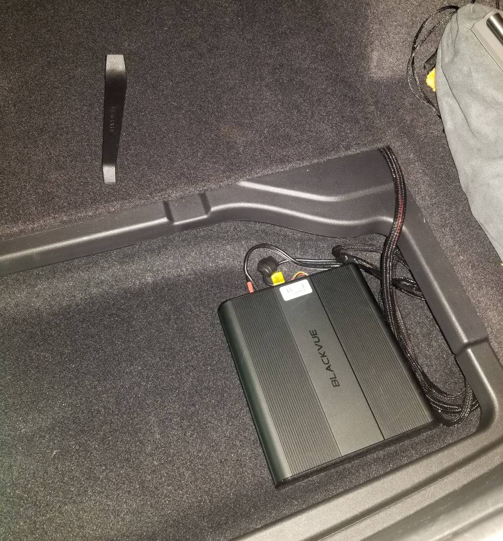 Porsche Taycan Blackvue DR900X dashcam+ battery B124X installation battery-in-trunk