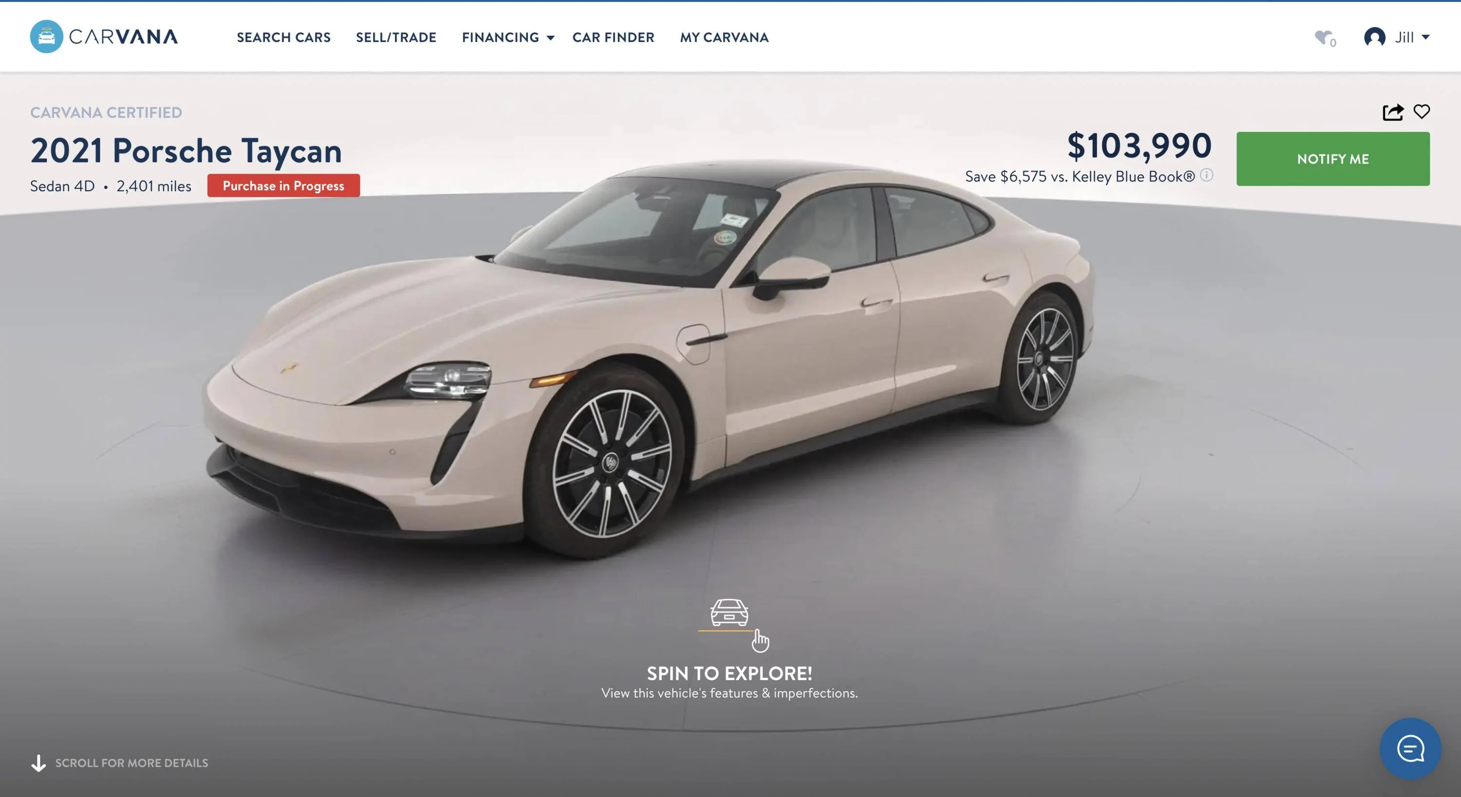 Porsche Taycan Trade-in values? $103,990 Carvana 10SEP22 2021 Taycan