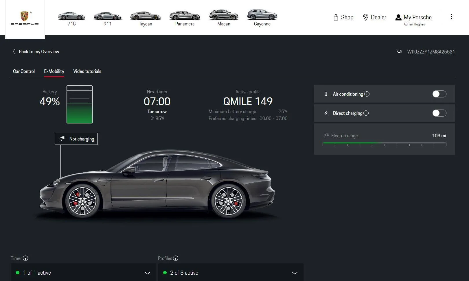 Porsche Taycan My Porsche app no “Functions” access 1663331572346