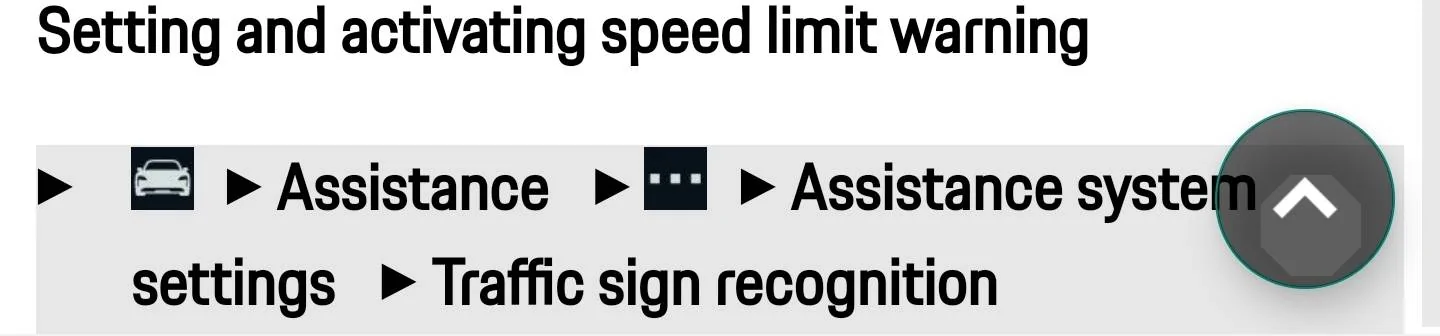 Porsche Taycan The speed limit recognition doesn't work ? Screenshot_20220917-072532_Porsche Good to kno