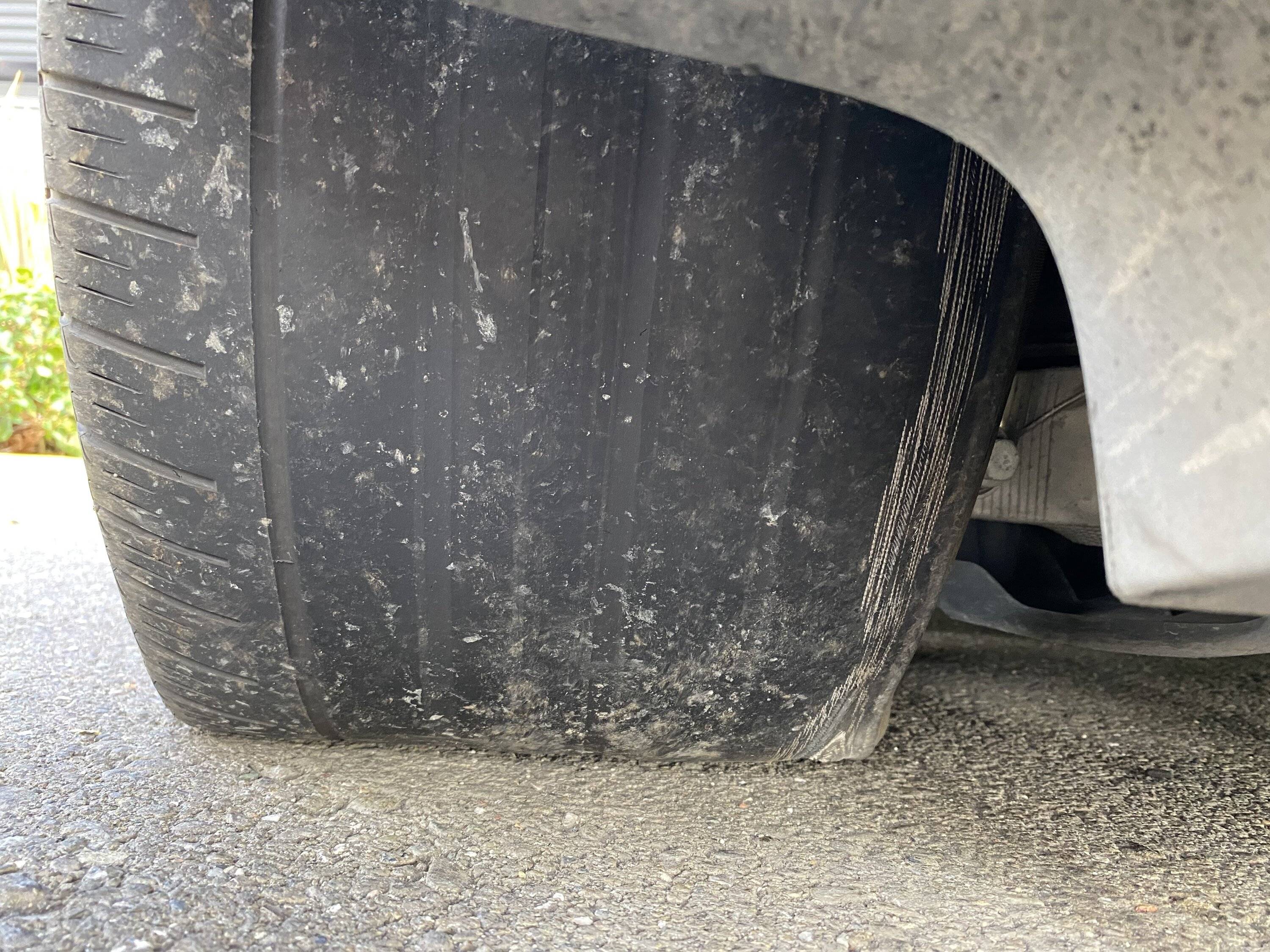 Porsche Taycan Odd Tire Wear at 13K Miles Left_Rear_Failed