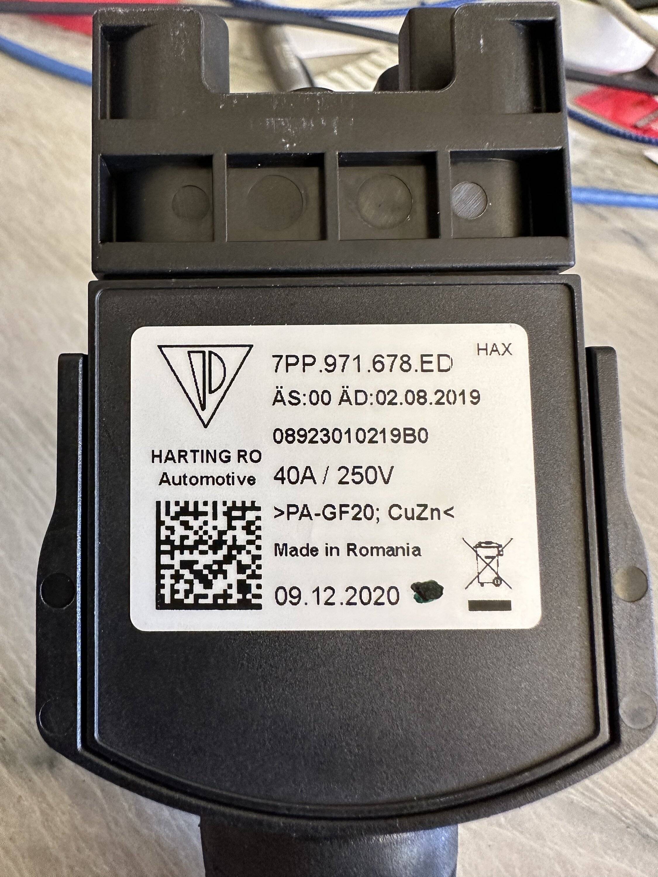 Porsche Taycan NEMA 14-50 Supply cable heat data IMG_0362