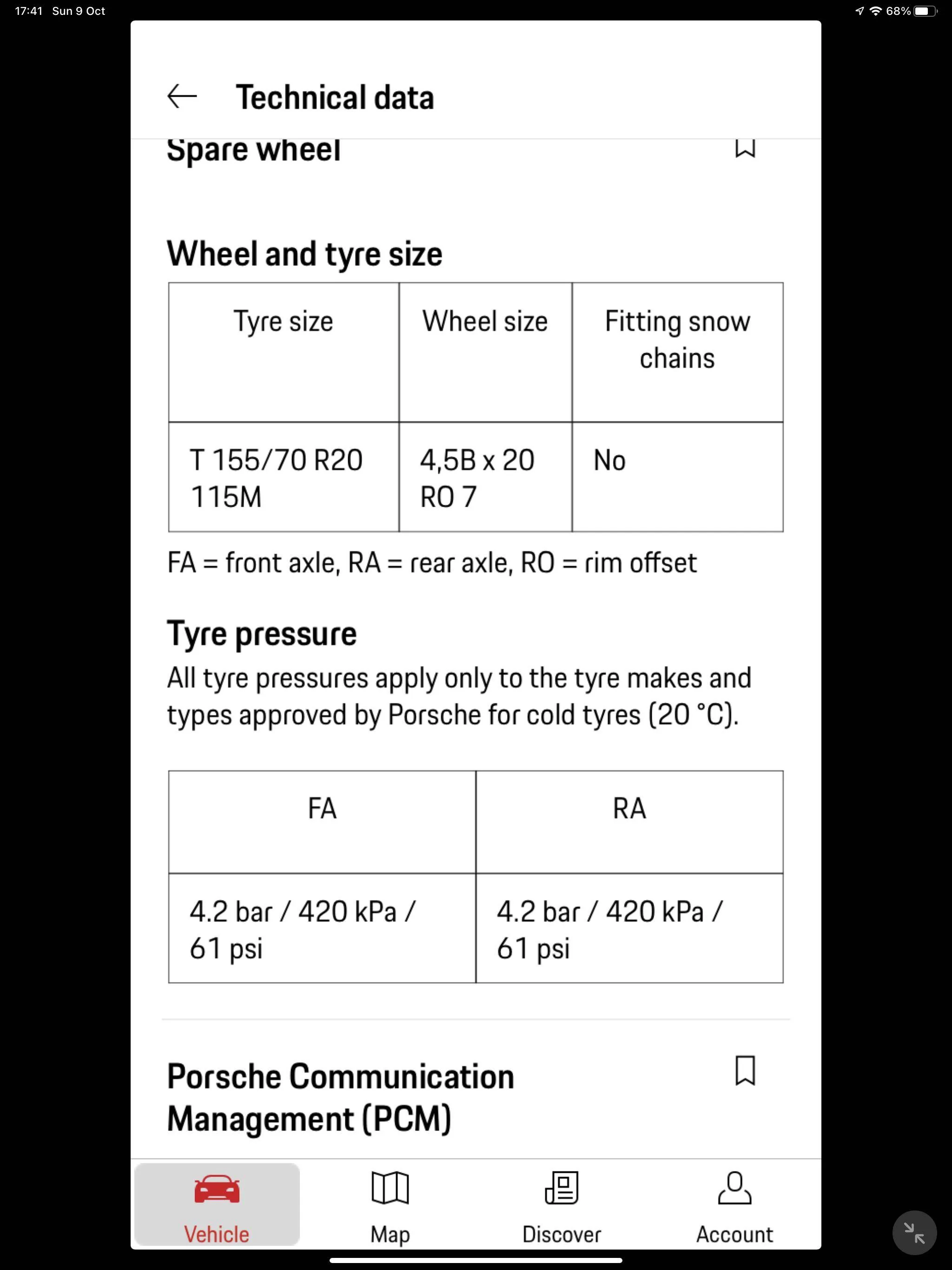 Porsche Taycan Correct recommended tire pressure for original Continental 20-inch all-season tires? 8C5E3790-D01D-4D94-A9DC-53B3AF329DBC