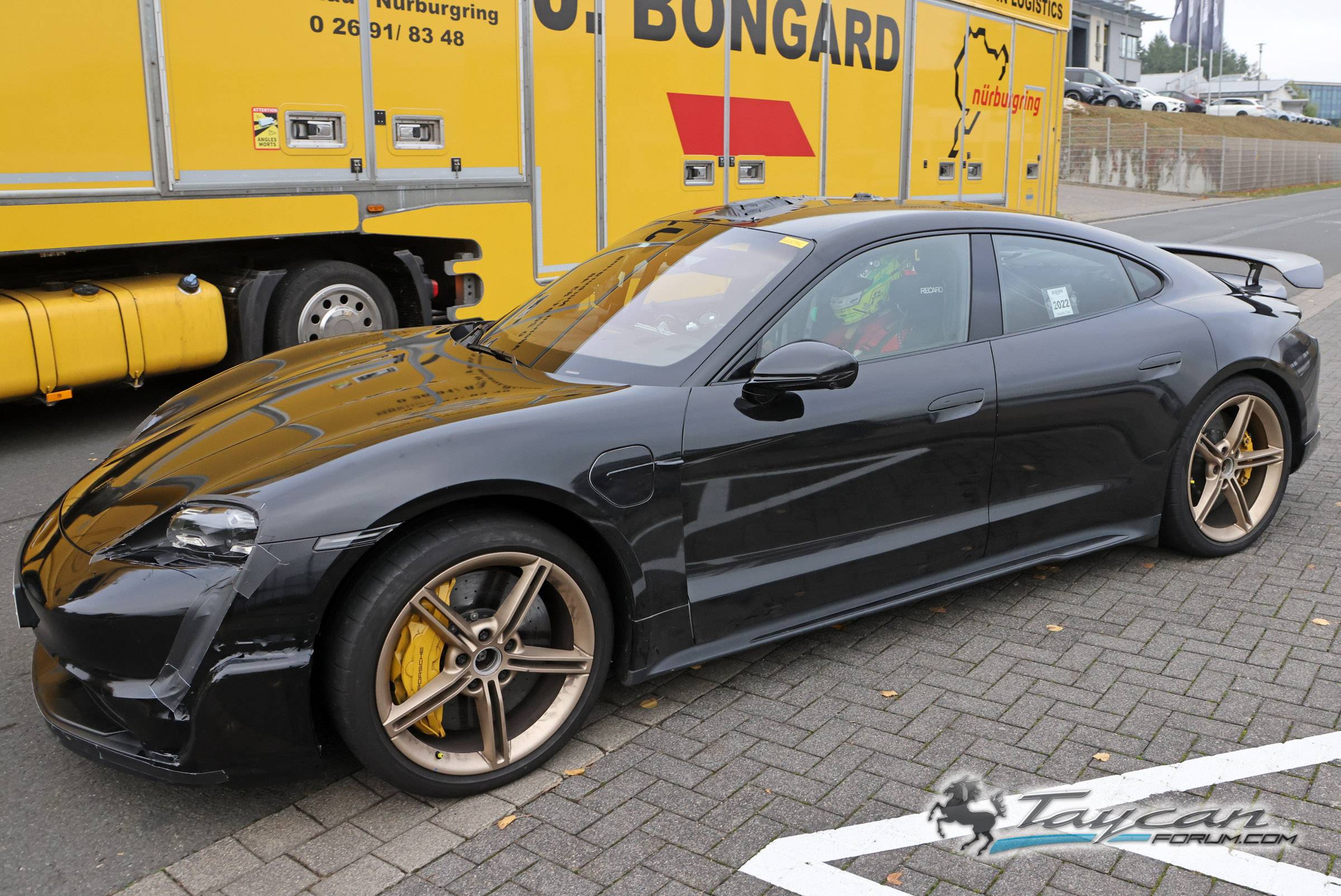 Porsche Taycan 🏁 More Taycan GT Pics & Info: Potential Triple Motor 1000+ HP Model to Take on Model S Plaid Porsche Taycan GT gold wheels 4