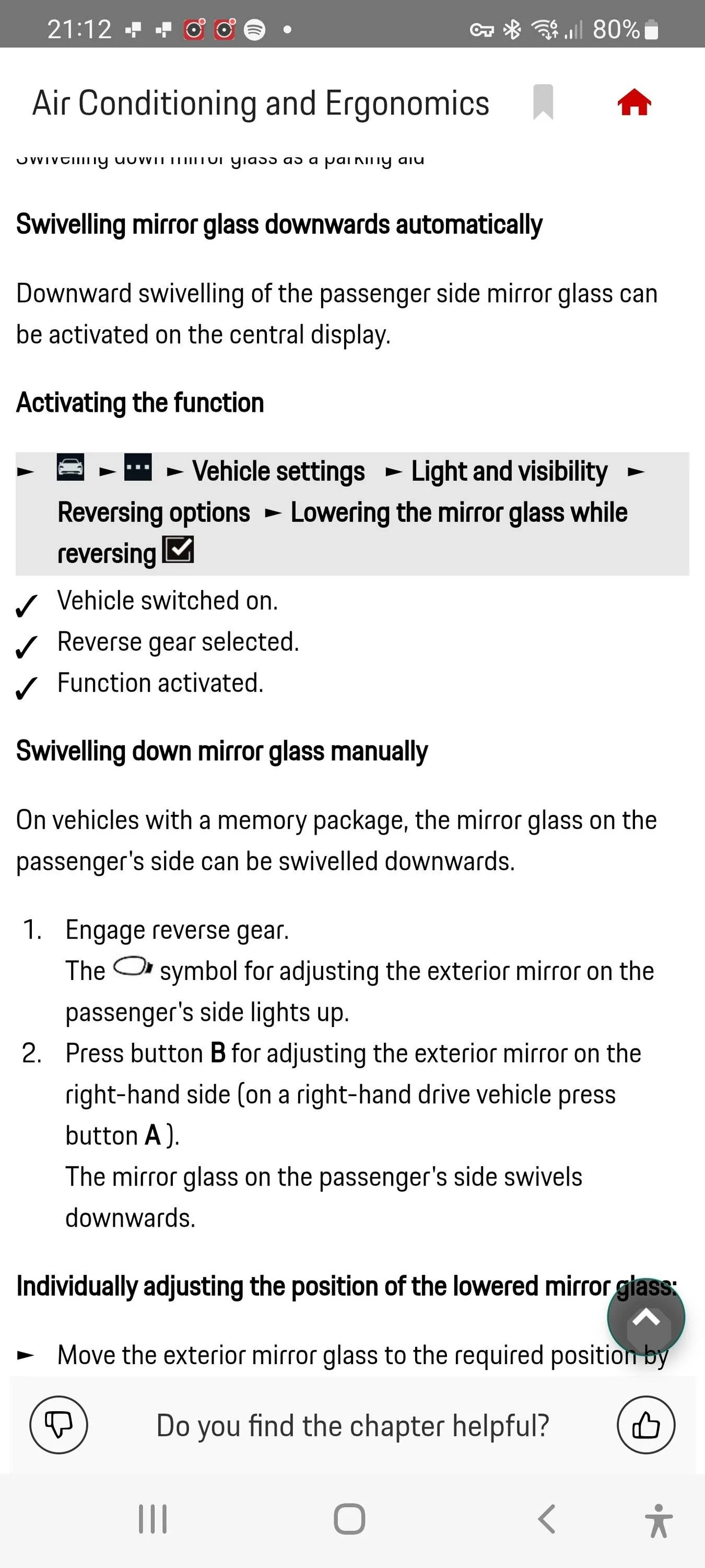 Porsche Taycan Passenger side mirror not lowering with reverse selected. Screenshot_20221026-211206_Porsche Good to kno