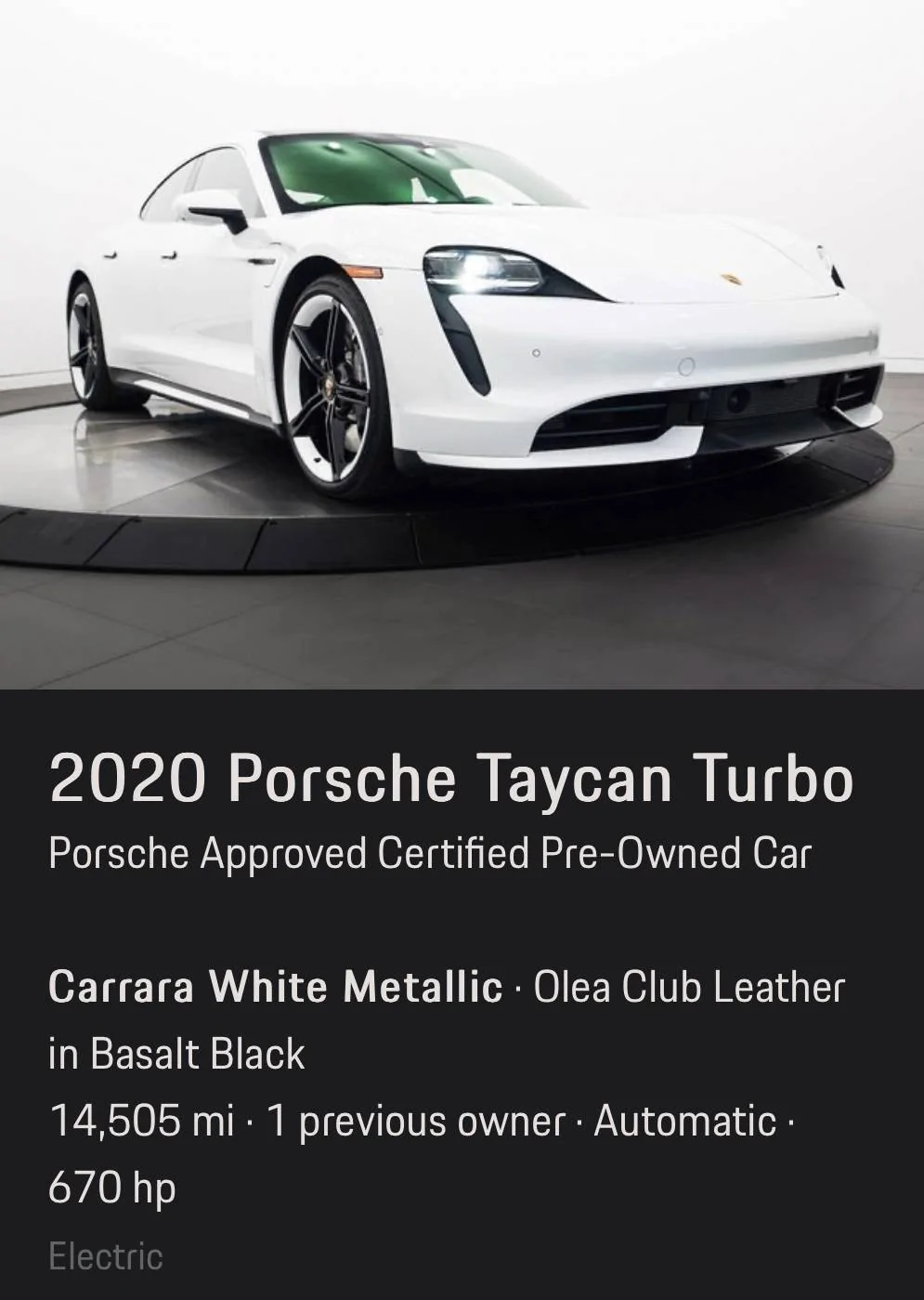 Porsche Taycan Wild guess - Lease on a used Taycan 2020 turbo 8F69702E-9421-411F-9E23-24975AB46E8D
