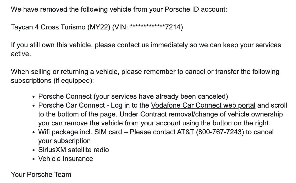 Porsche Taycan Steps to deactivate account when selling Taycan?? PorscheDeleteCarEmail