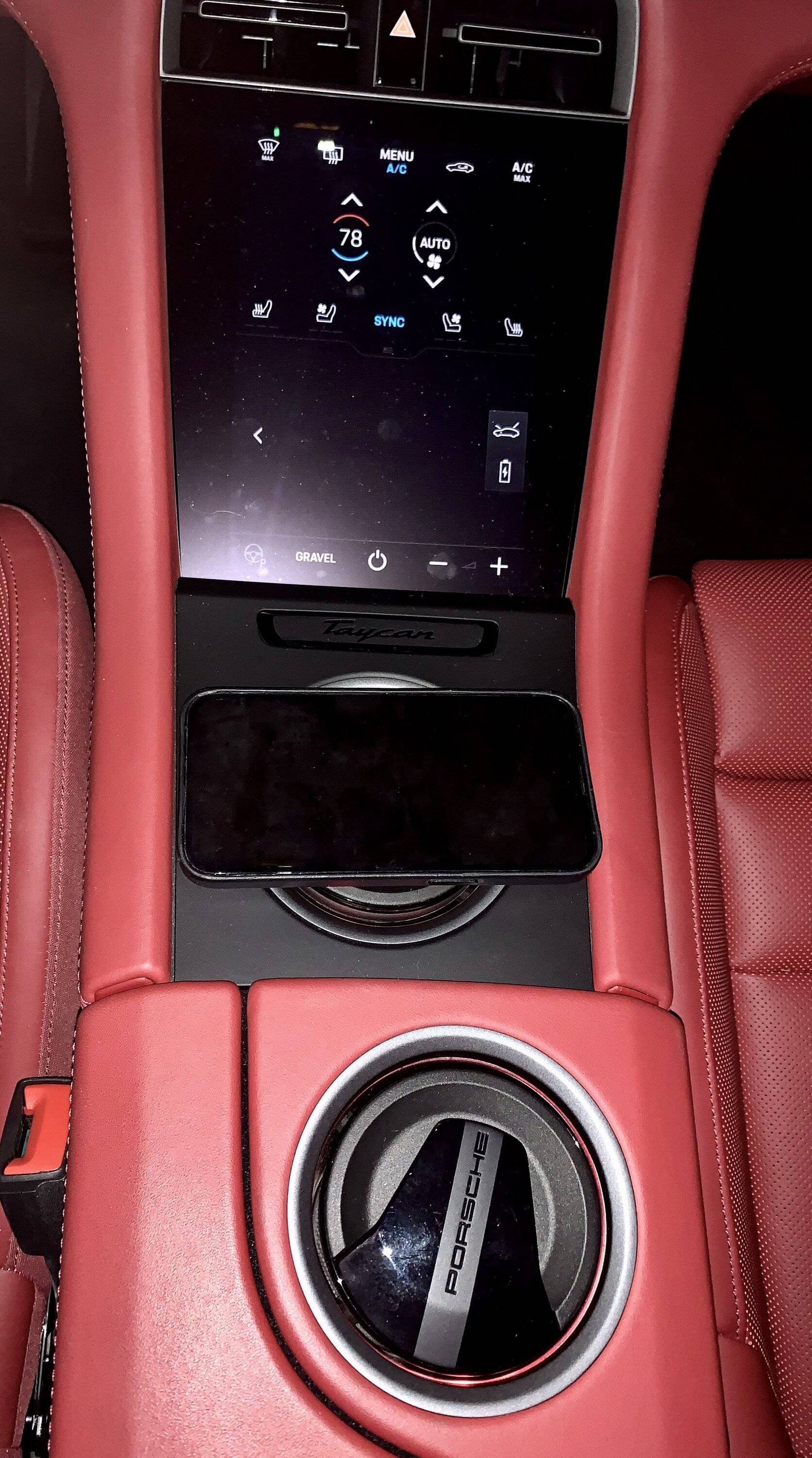 Porsche Taycan Routing Magsafe cable from passenger side of console to USB C port IMG_0644