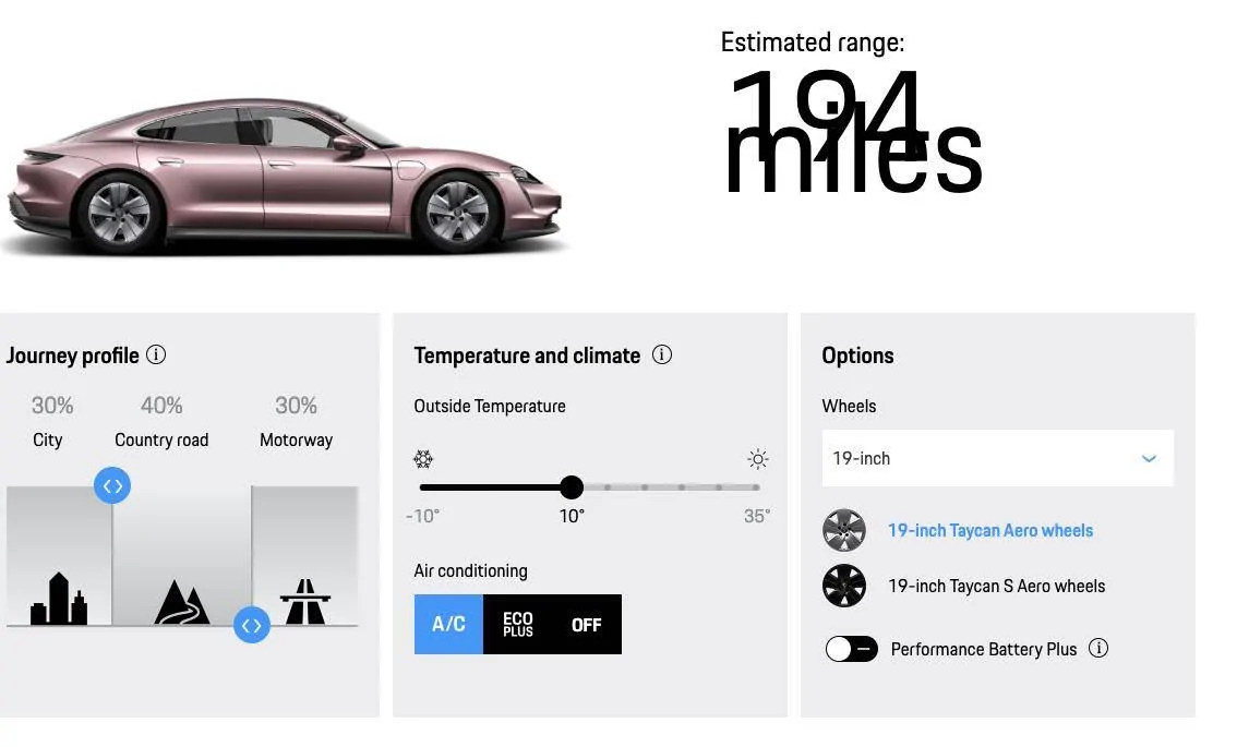 Porsche Taycan My battery range says 208 miles… shouldn't it be 250 miles? Screenshot 2022-11-09 at 09.18.12
