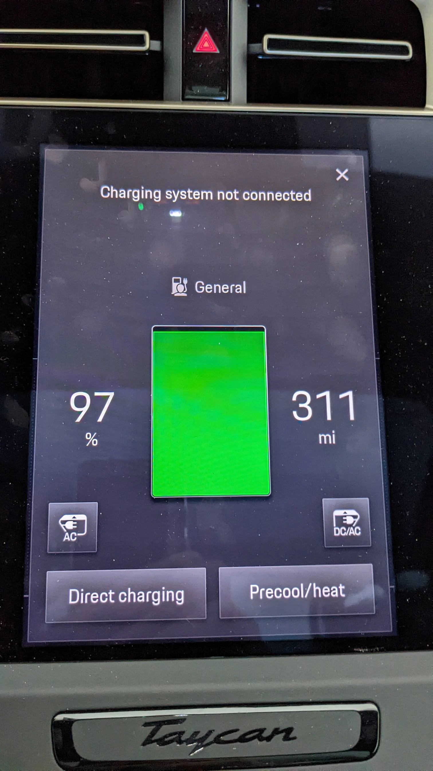 Porsche Taycan My battery range says 208 miles… shouldn't it be 250 miles? PXL_20221001_155952675
