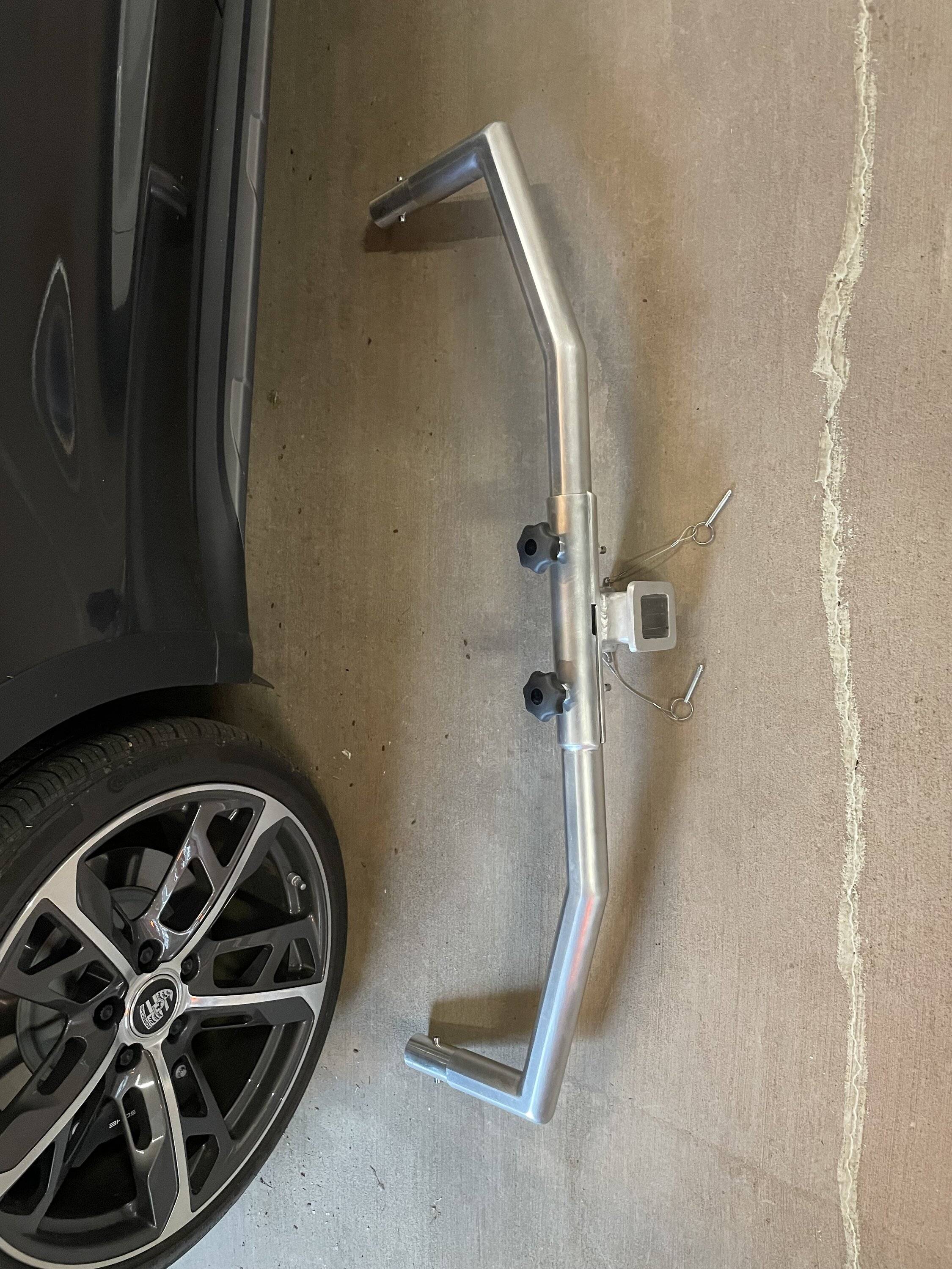 Porsche Taycan Custom Rear Bike Rack Installed with 1up Trays IMG_1987