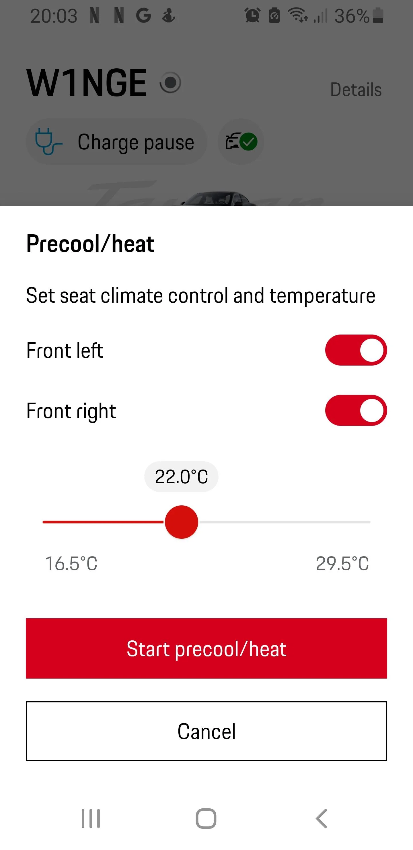 Porsche Taycan Remote climate control Screenshot_20221127-200330_My Porsch