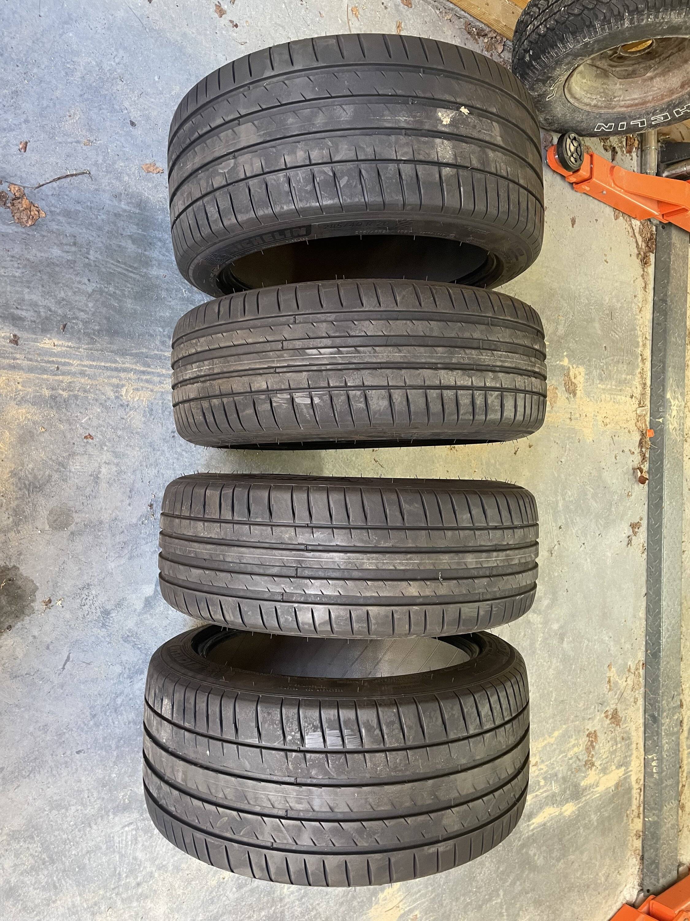 Porsche Taycan FS: 20" MICHELIN PILOT SPORT 4 Summer Tires, 2000 miles. $700 for set. Local pick up preferred: Asheville, NC IMG-6949