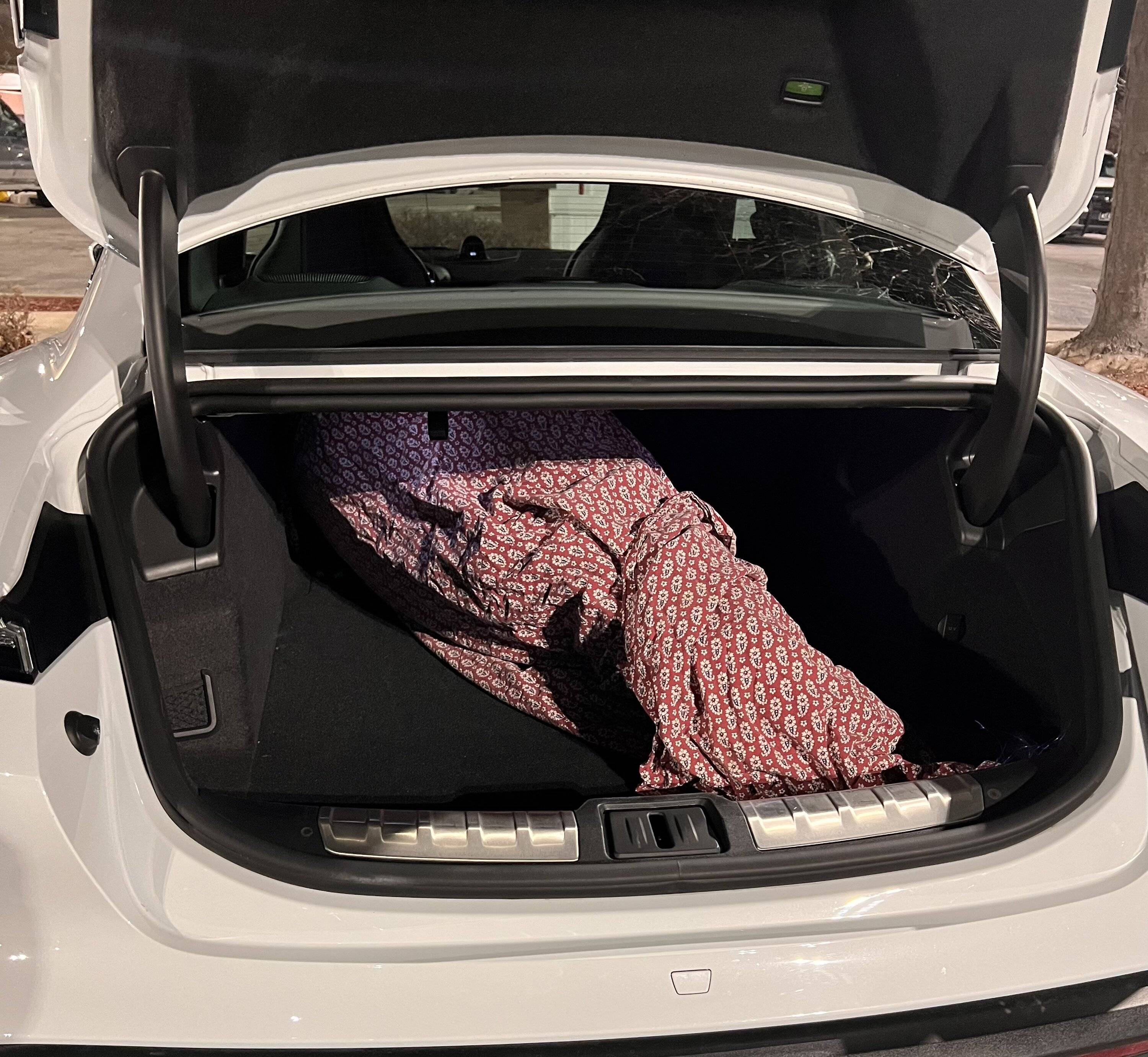 Porsche Taycan Christmas tree fit in trunk F8CF6C80-FFD5-4688-A106-86F65762AE79