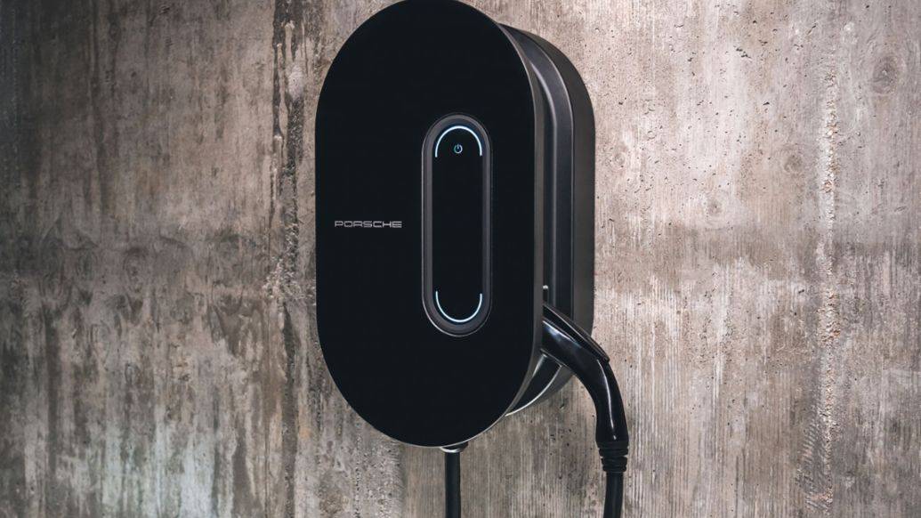 Porsche Taycan Announcement: Porsche’s new on-board and wall chargers nearly halve Taycan home charge times 192_WallChargerConnect1