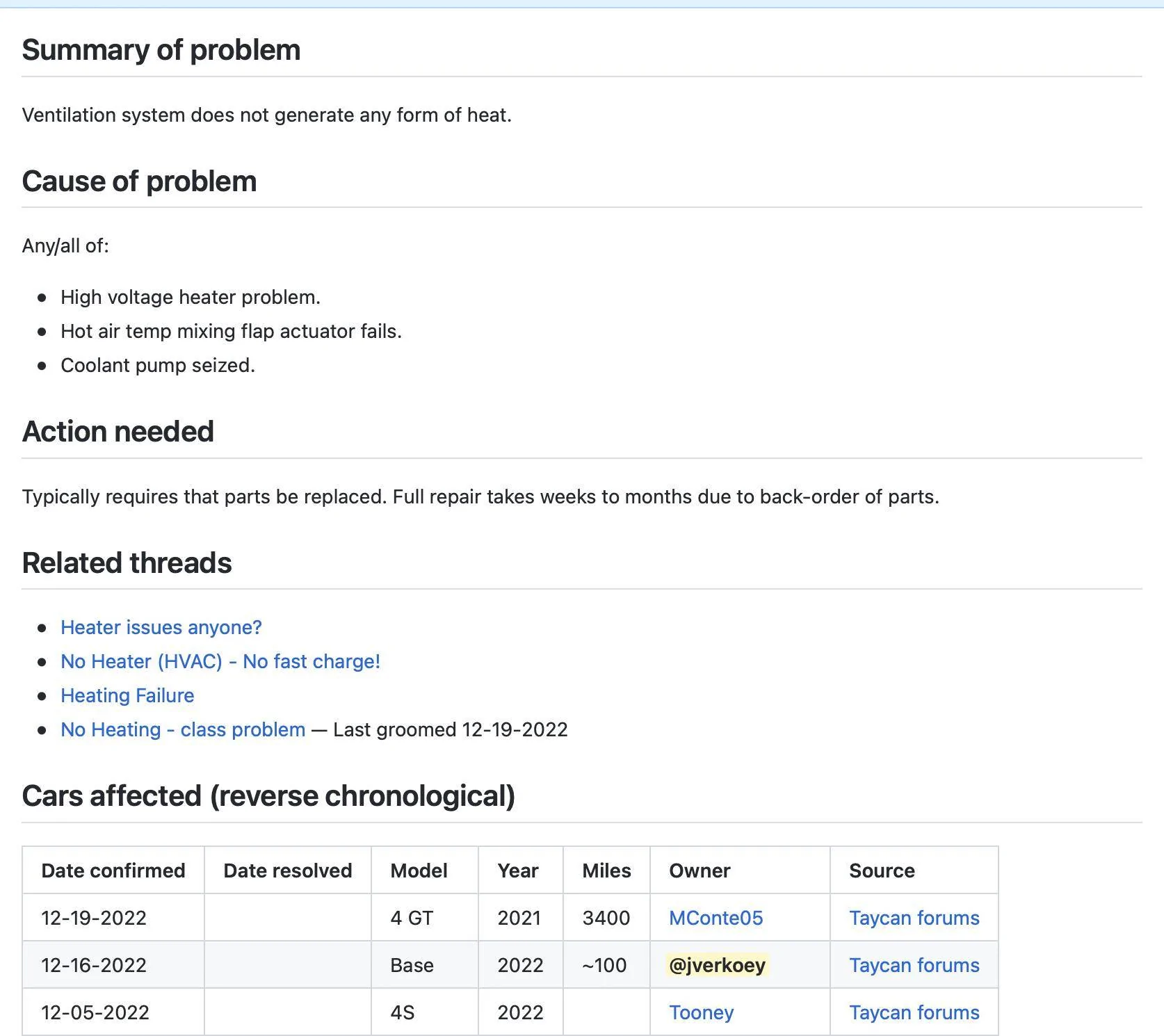 Porsche Taycan Tracking ongoing issues Screenshot 2022-12-19 at 7.20.17 PM
