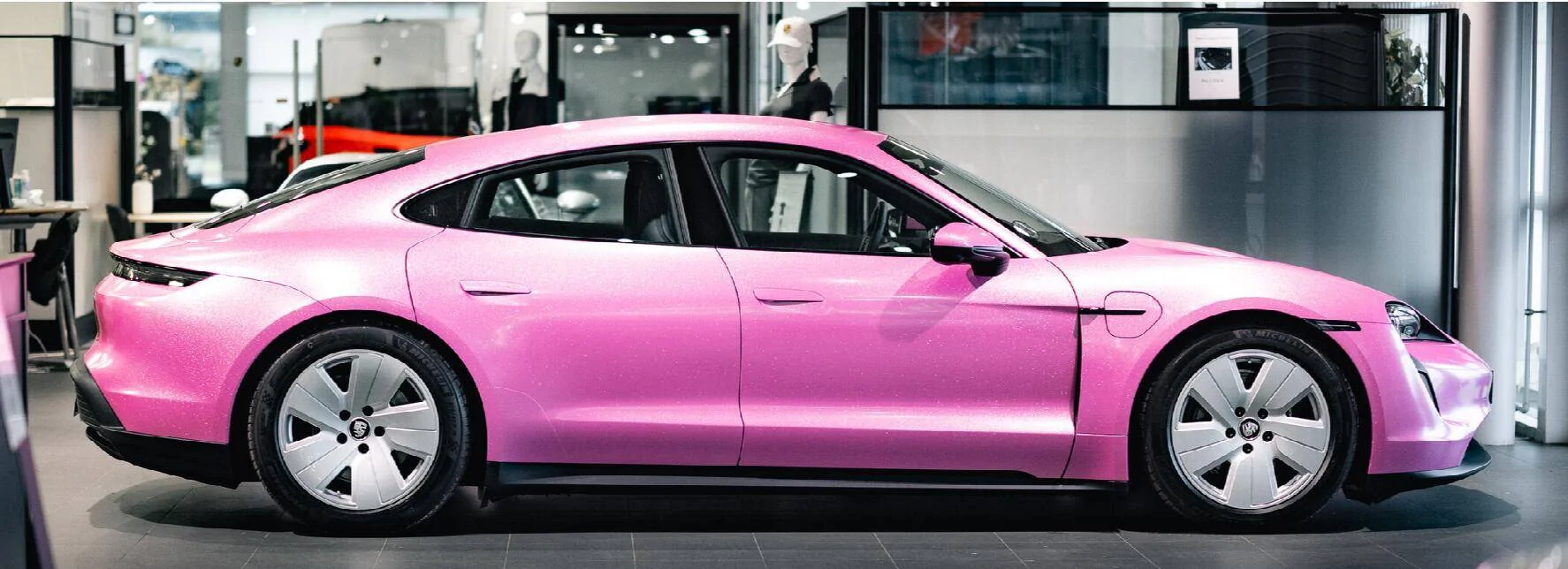 Porsche Taycan Pink Wrapped Taycan Screenshot 2022-12-31 at 3.46.14 PM