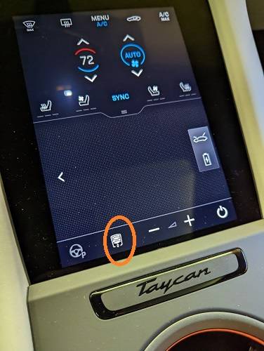 Porsche Taycan Panoramic roof with Variable Light Control (VLC) Pictures console button
