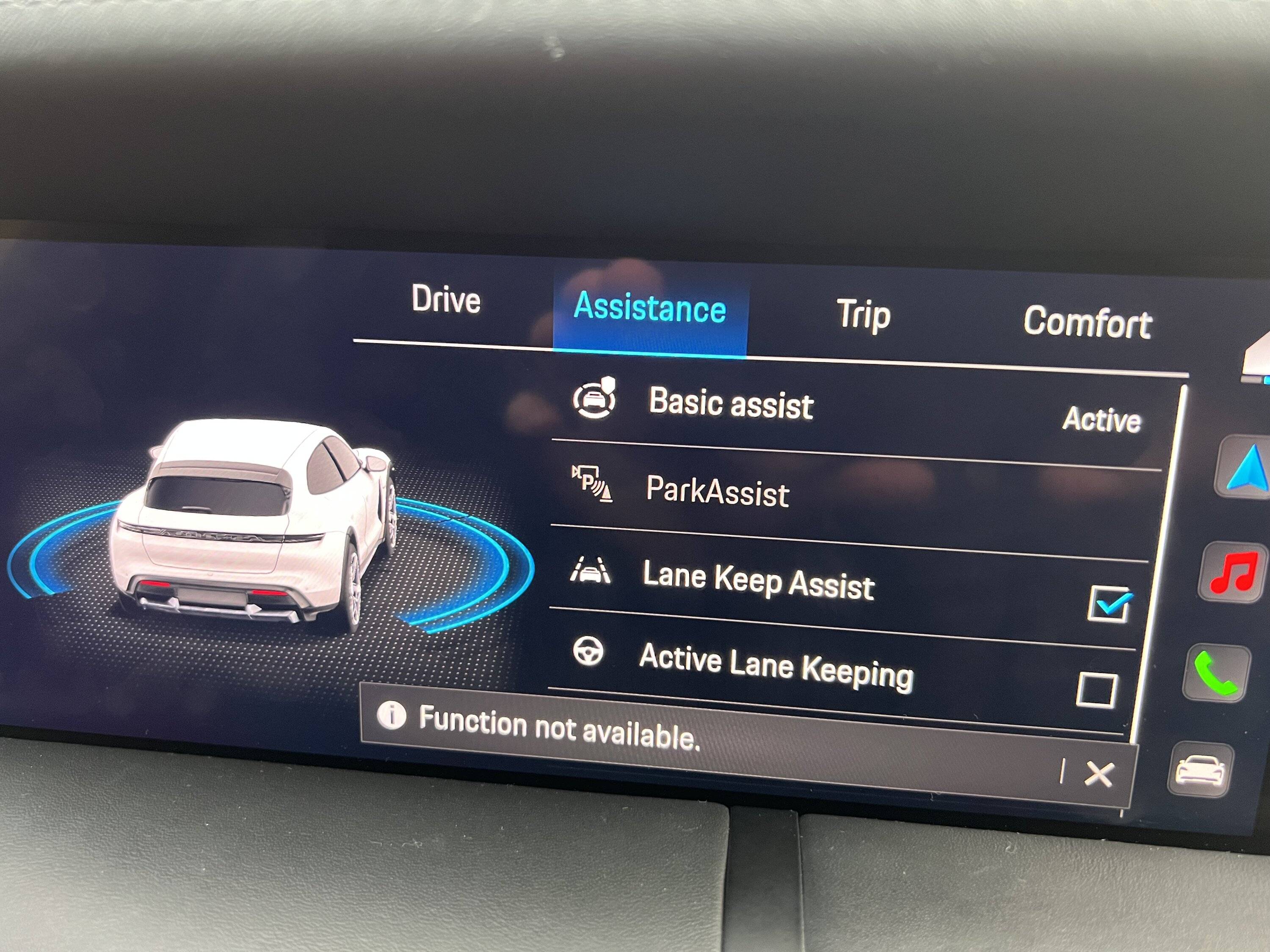 Porsche Taycan Park Assist Not Available error message IMG_3356