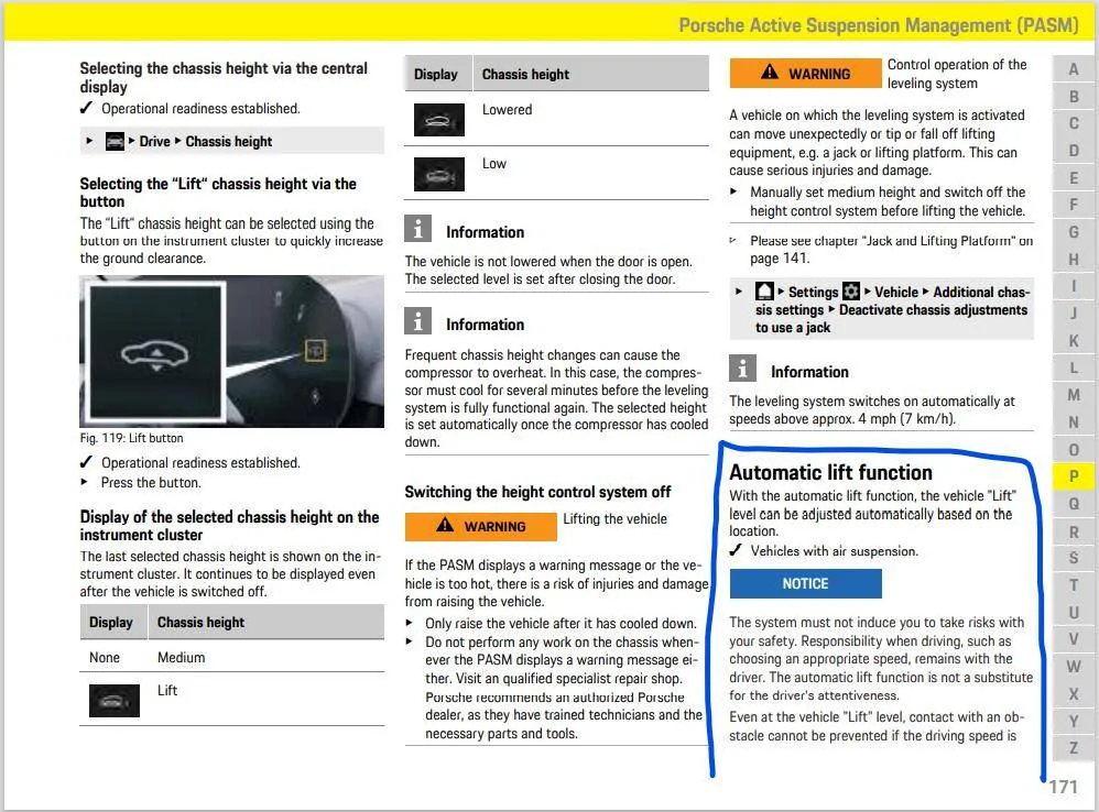 Porsche Taycan Ride height automatic according to drive mode ? 1672897273299
