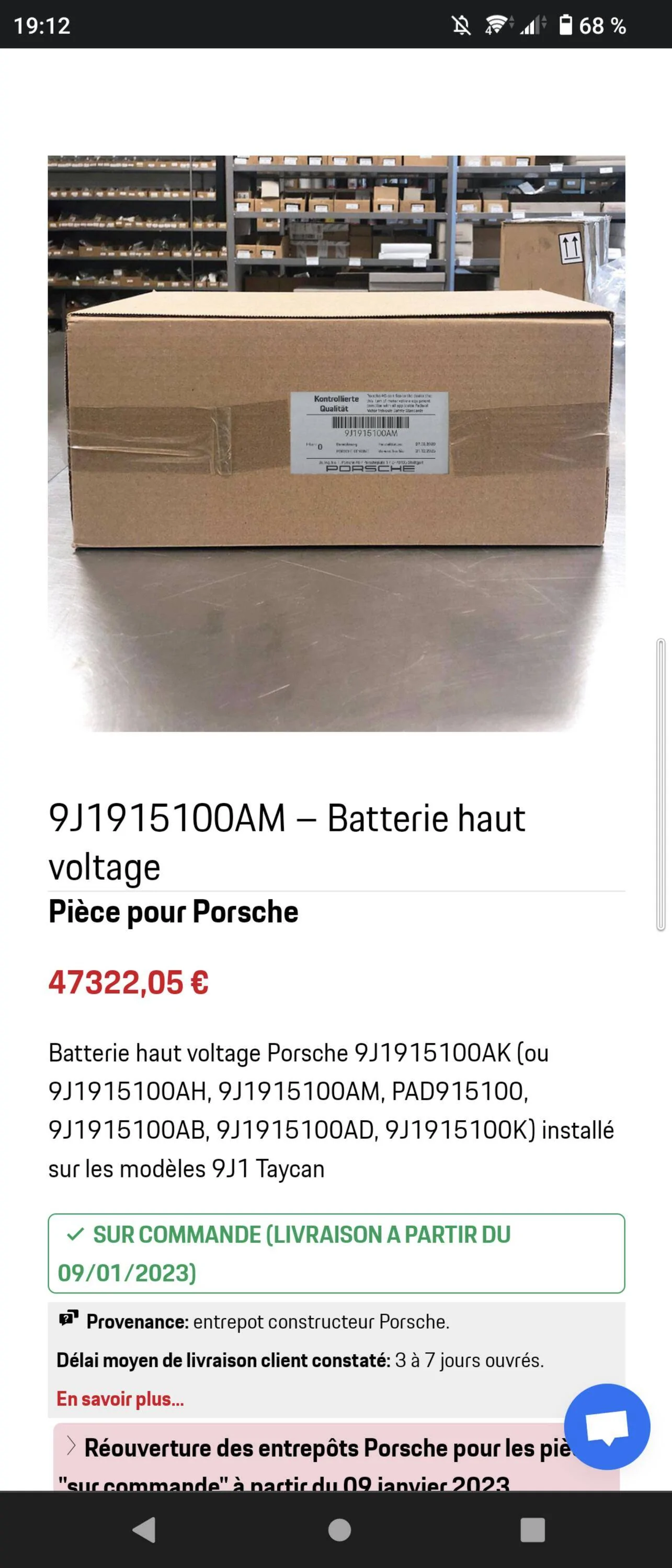 Porsche Taycan What would a battery swap cost? screenshot_20230107-191225