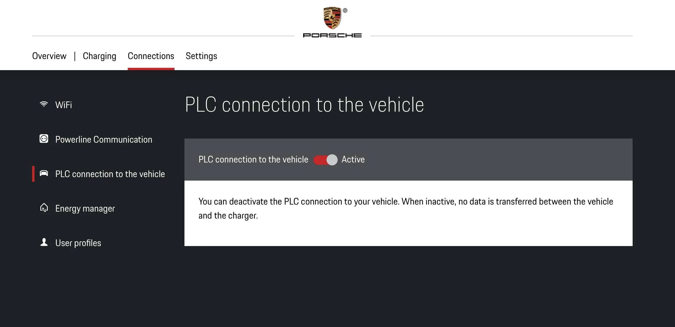Porsche Taycan PMCC plc connection to vehicle 457935EB-38D8-4620-95B8-B6DF283A448D