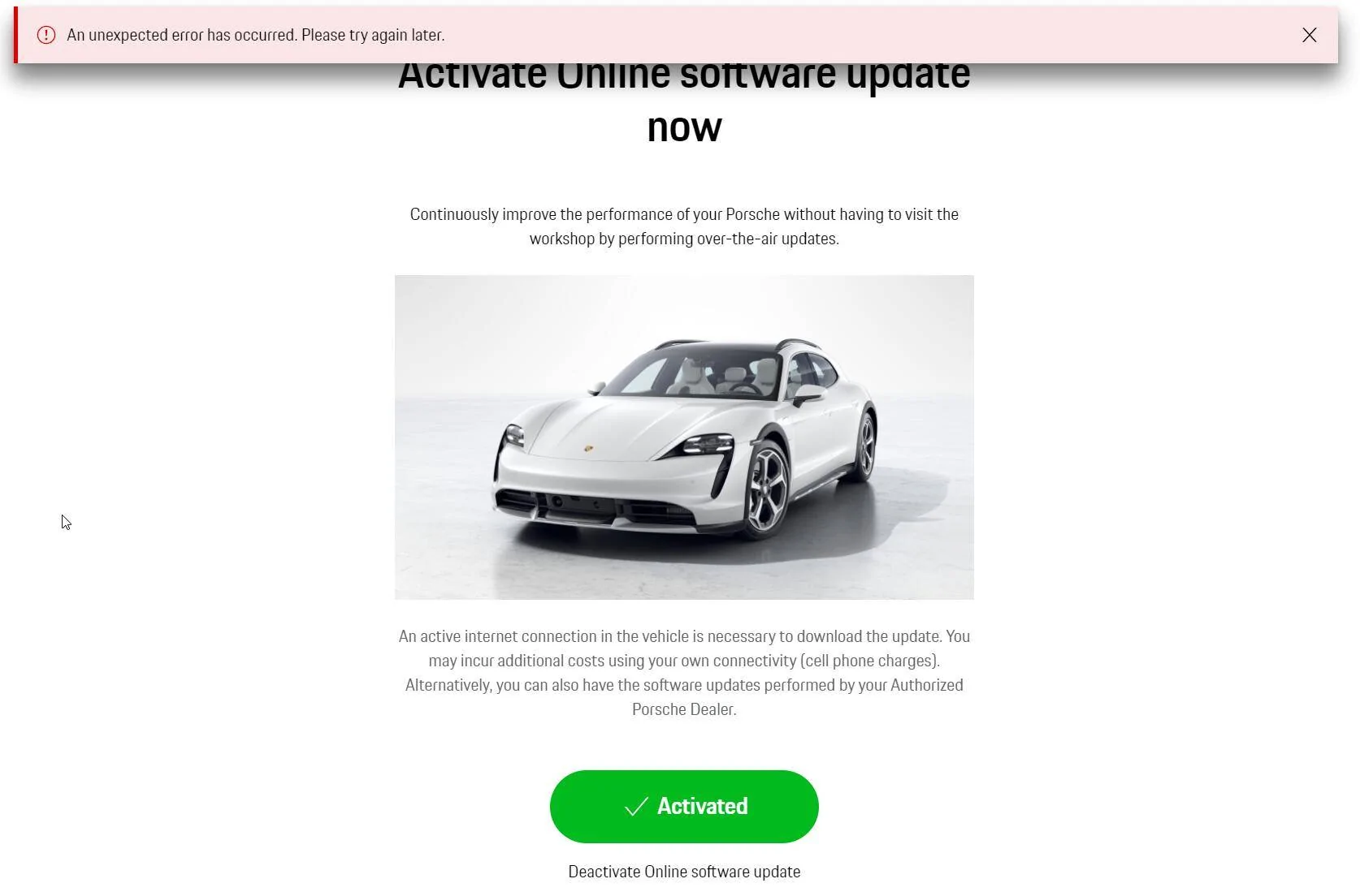 Porsche Taycan Activating OTA Online Updates while in transit 1673253422979