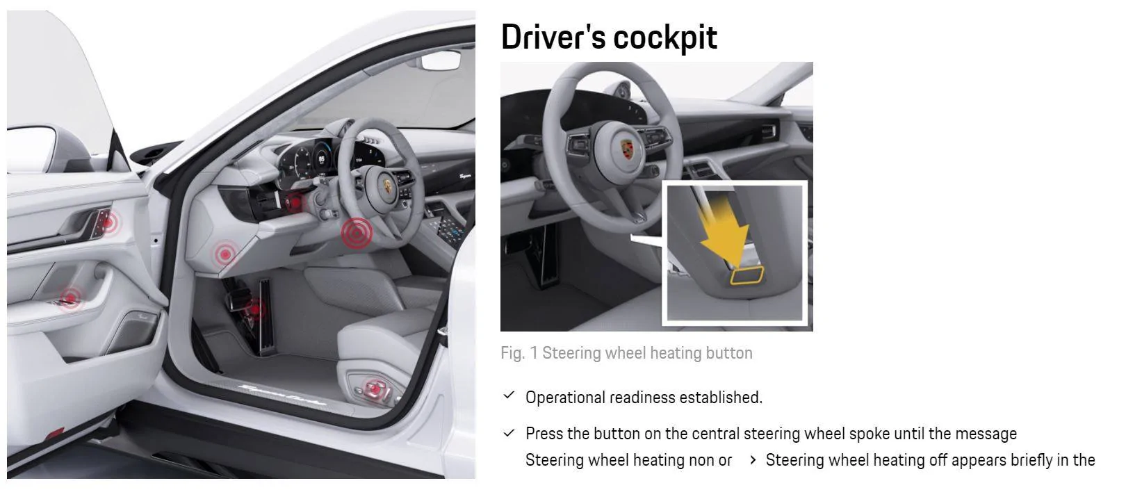 Porsche Taycan Taycan Secret Tips and Functions heated steering wheel switch