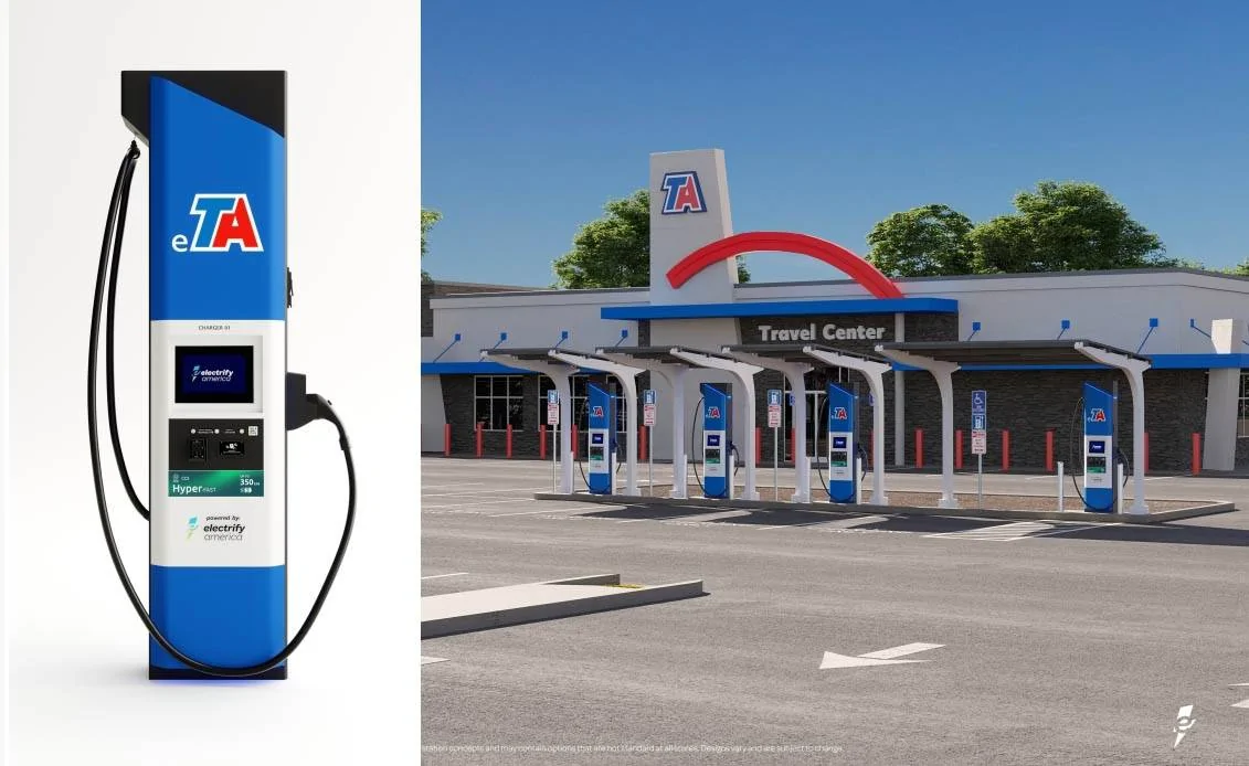 Porsche Taycan 1,000 Electrify America Chargers Coming to 200 TA Rest Stops Across the U.S. Small-959-TravelCentersofAmericaEntersAgreementwithElectrifyAmericatoExpandElectricVehicleInf