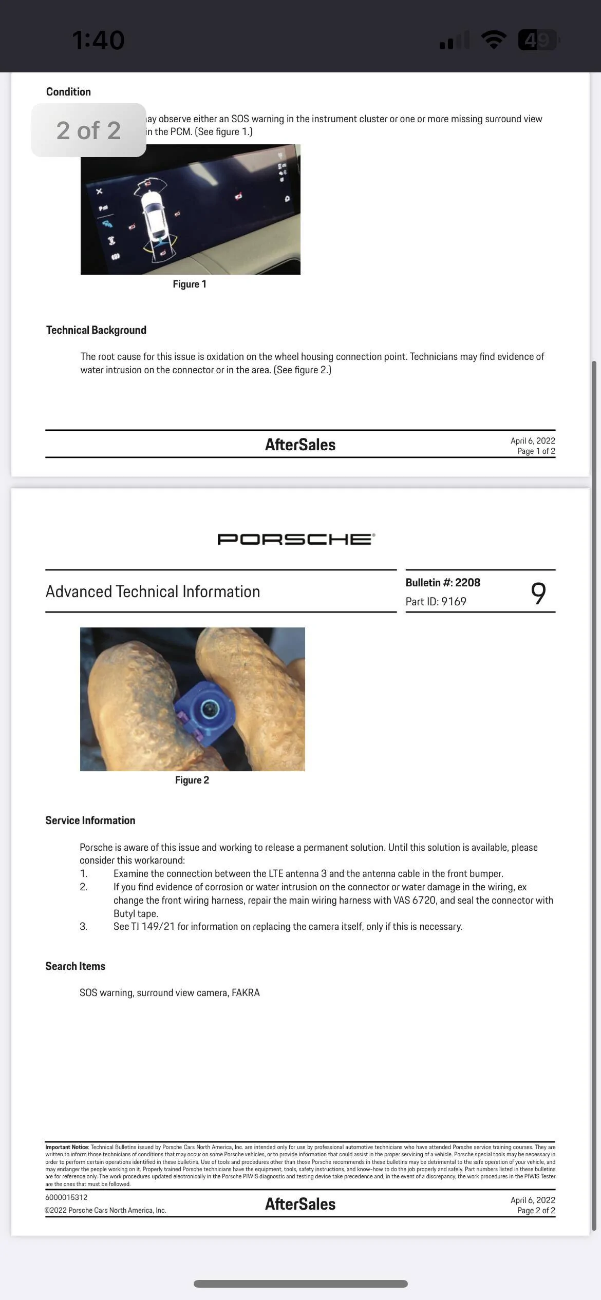 Porsche Taycan Camera malfunction 5DF617F1-A137-459A-B99C-5CF9C531F5A7