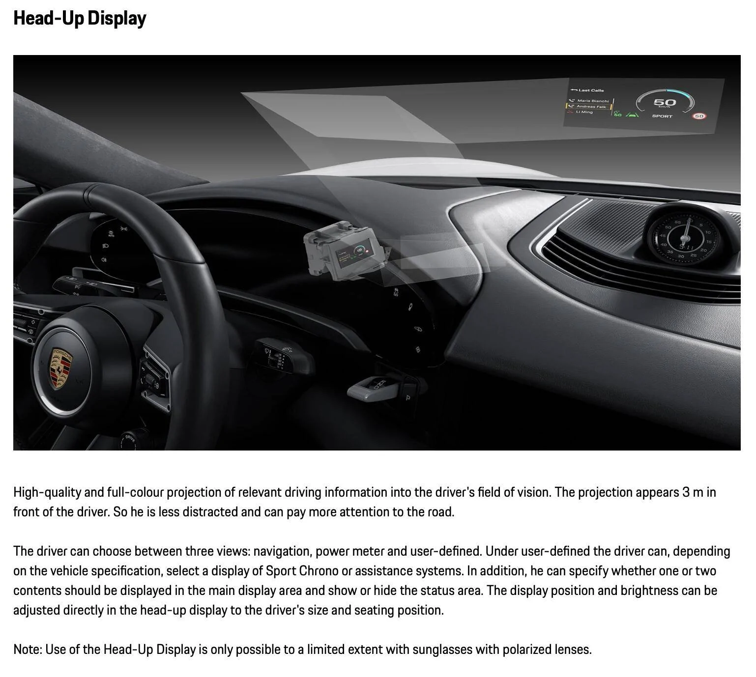 Porsche Taycan Head-up Display MJ 2021 Screen Shot 2020-06-10 at 8.36.46 AM