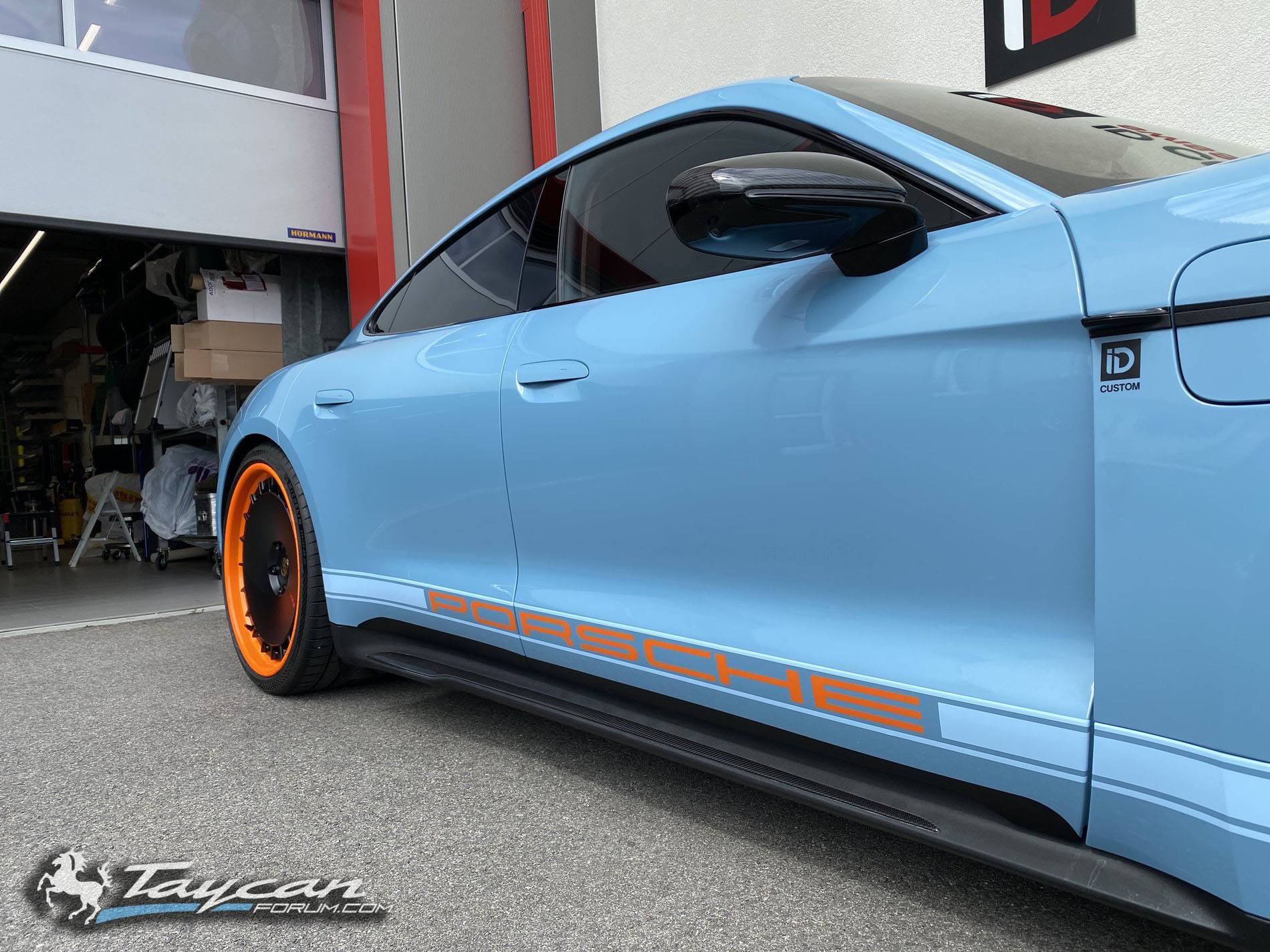 Porsche Taycan My Taycan R modified with custom striping and HRE wheels...... Gulf livery look Wrapped Taycan R Gulf Livery HRE Wheels 2