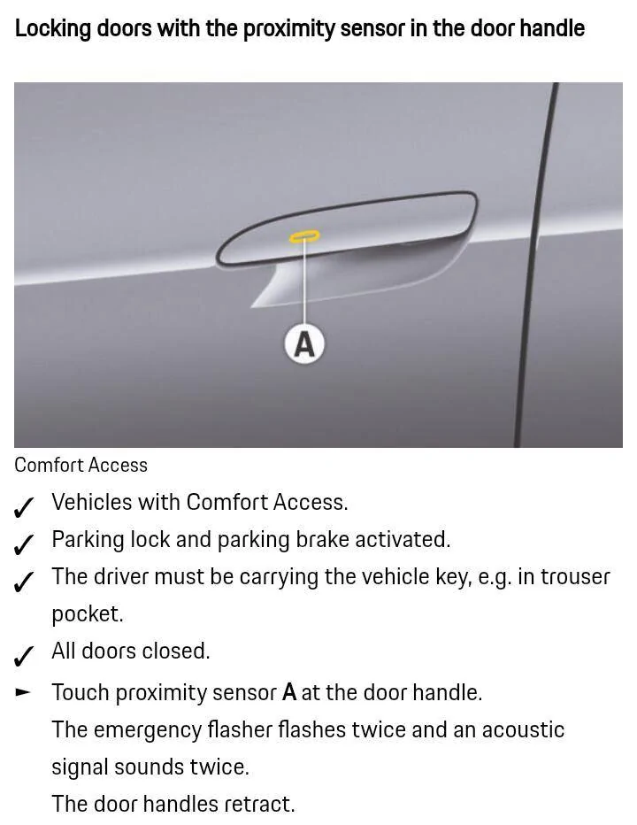 Porsche Taycan Comfort Access - Very Short Range Screenshot_20200627-231126