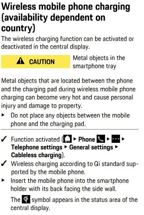 Porsche Taycan No Qi Wireless Charger in armrest Screenshot 2020-07-01 at 13.26.53
