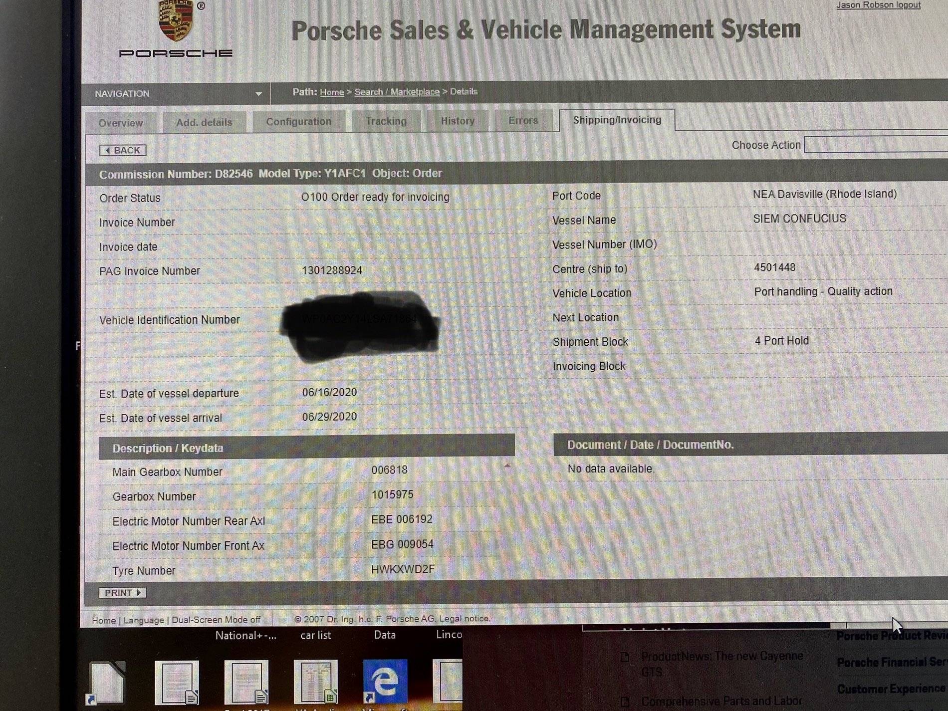 Porsche Taycan Vehicle Location: Port Handling - Quality Action 11338187-CC86-4EF2-90A6-3E107D4EFCA0