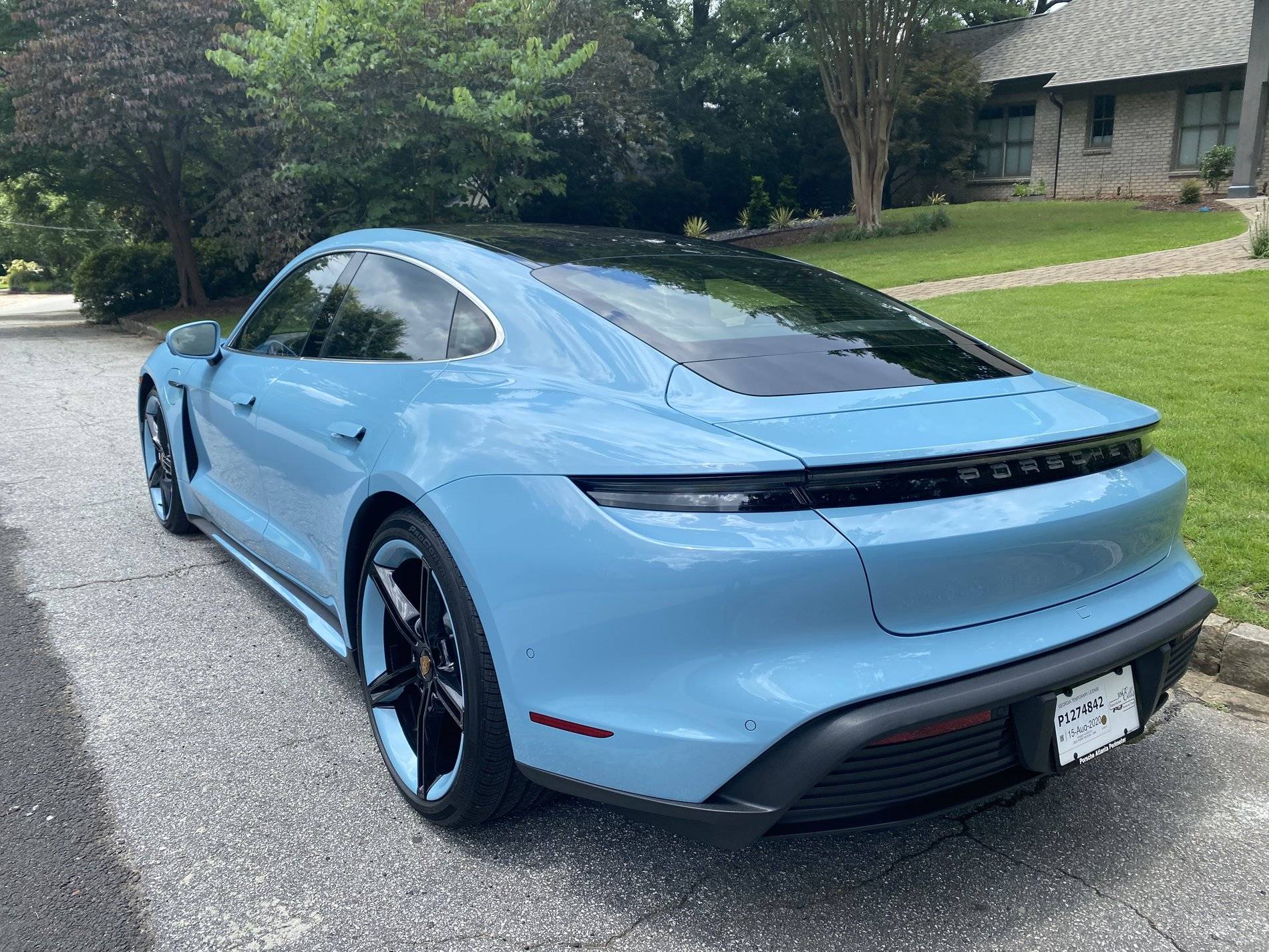 Porsche Taycan Frozen Blue Taycan, with matching Mission-E wheels and side skirt C8B3DC64-1929-44C5-8EEE-6C358CF267BE