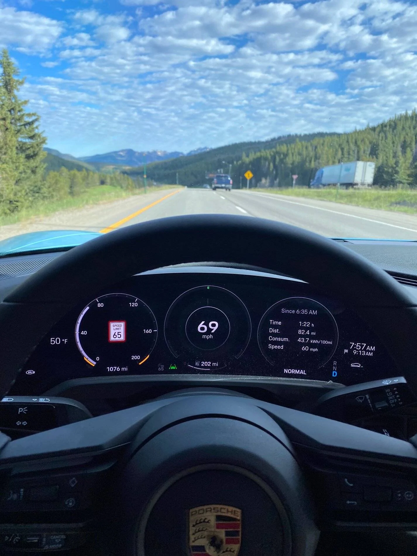 Porsche Taycan Taycan 4s driving efficiency in the high mountains of Colorado - much better than anticipated IMG_9656