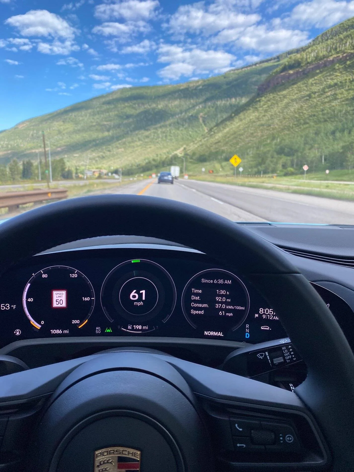 Porsche Taycan Taycan 4s driving efficiency in the high mountains of Colorado - much better than anticipated IMG_9660