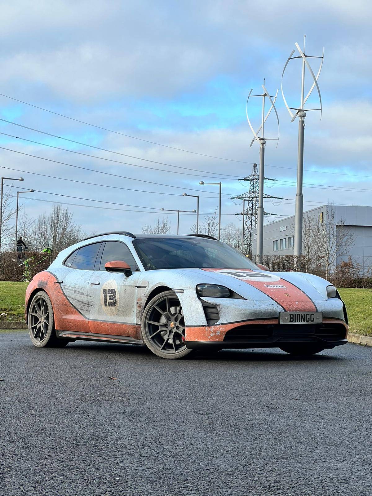 Porsche Taycan Ironic distressed wrap GTS Sports Turismo. Dirty! 79E2EF7A-0EB2-40AA-8AB9-A0D833551D4C