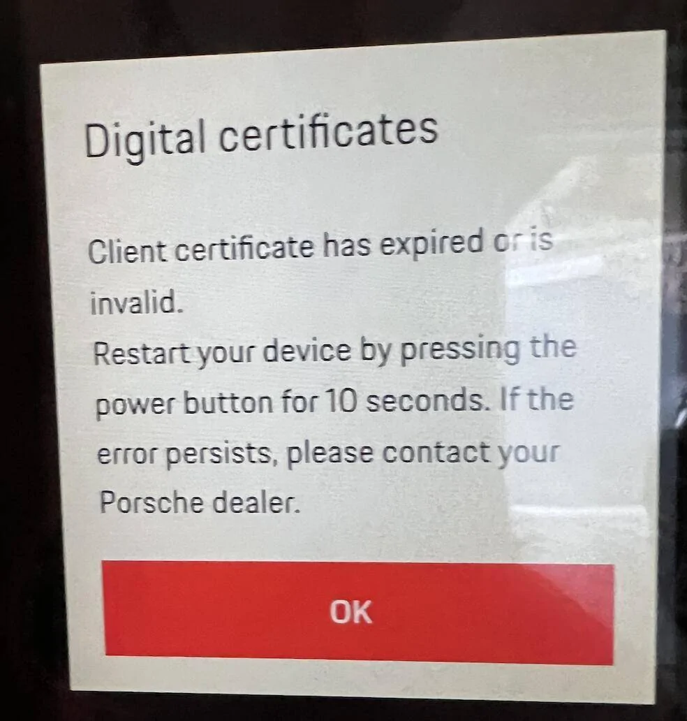 Porsche Taycan PMCC certificate error - any ideas? 1676158503310