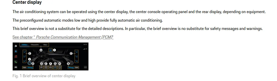 Porsche Taycan A/C System does not have various Focused/Diffused/Individual modes 1676172550021