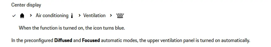 Porsche Taycan A/C System does not have various Focused/Diffused/Individual modes 1676182958921