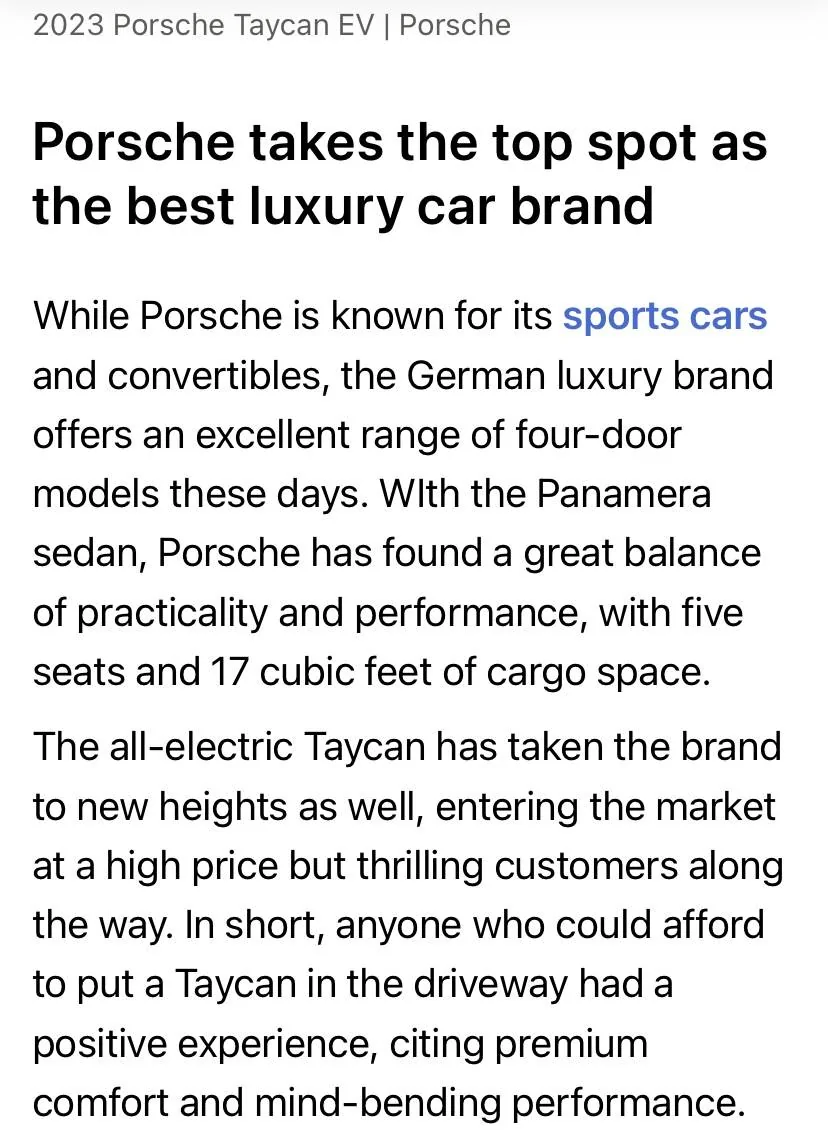 Porsche Taycan Taycan Brakes fail in wet conditions - NHTSA complaint March 2, 2023 C805DD93-D37D-4F0E-919E-568652BDB6E3